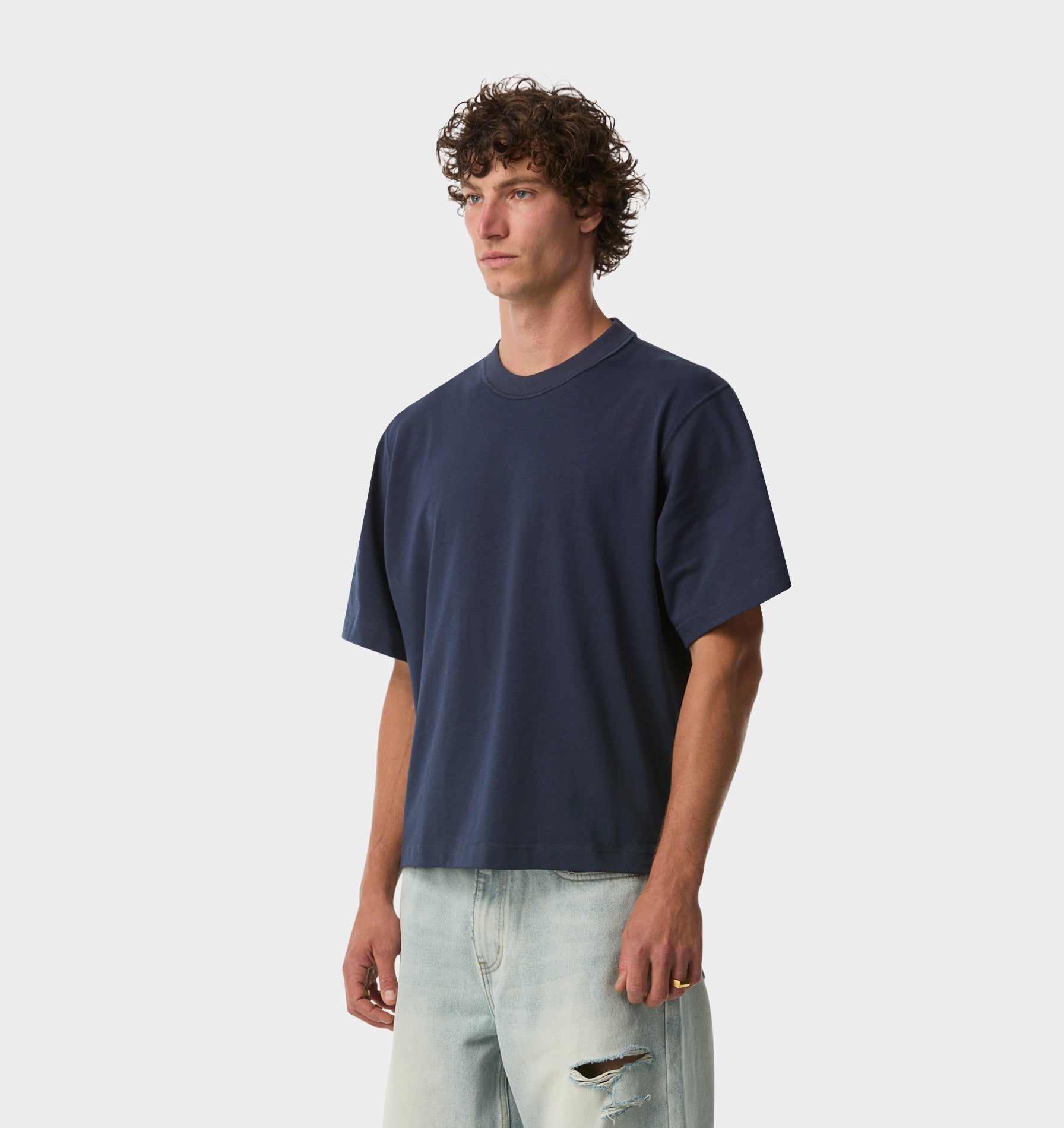 Crop Box Tee - Indigo