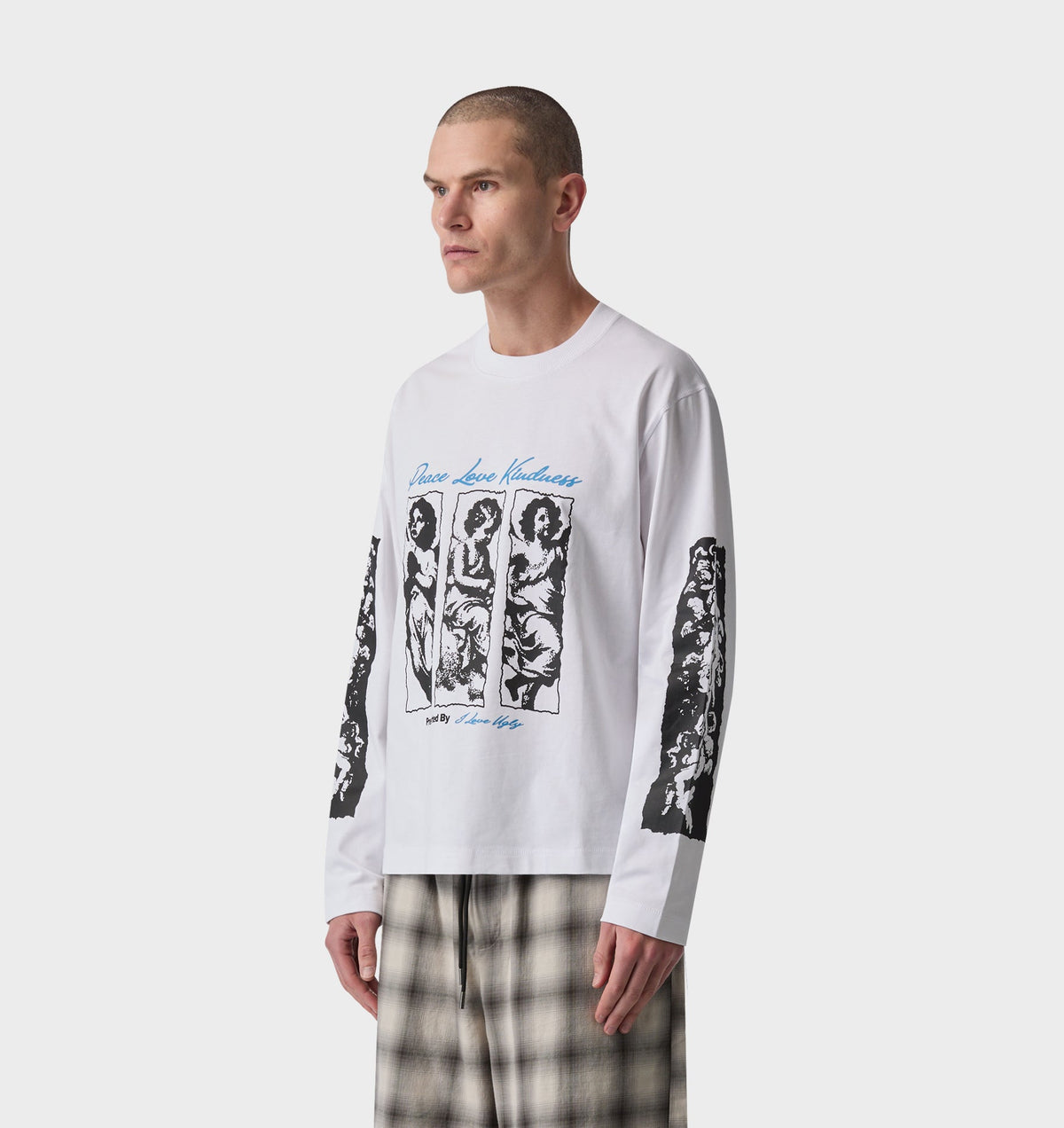 Peace Love Kindness Crop Box LS Tee - White