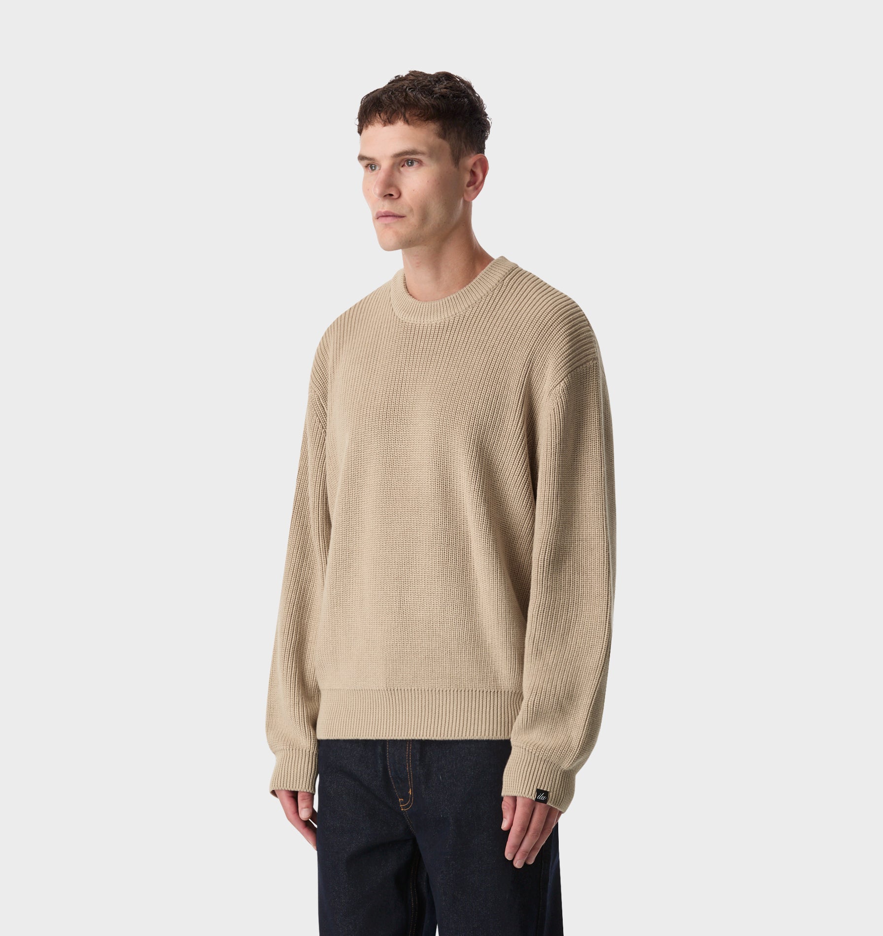 Cropped Knit Sweater - Bone