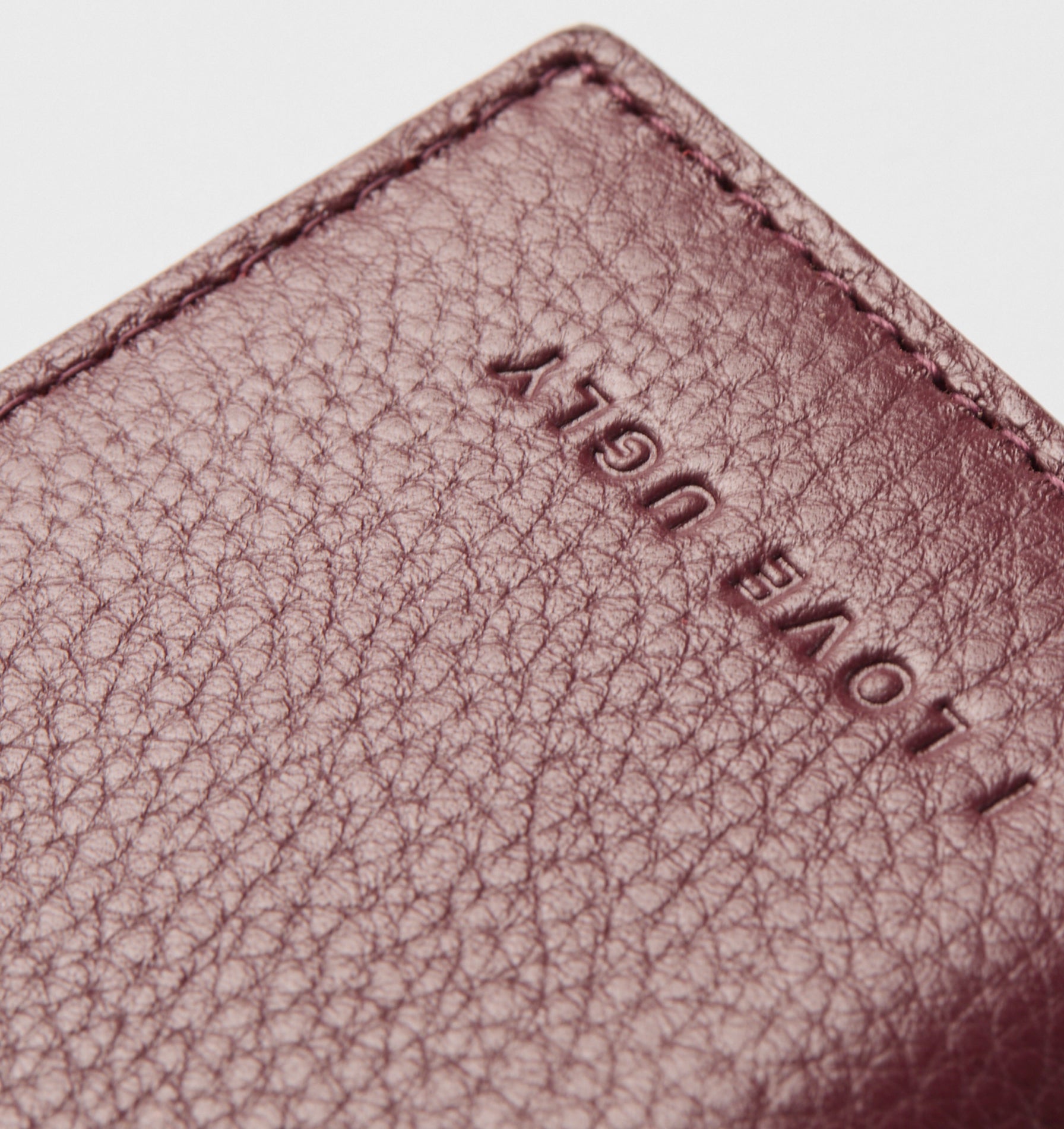 Leather Fold Card Holder - Burgundy