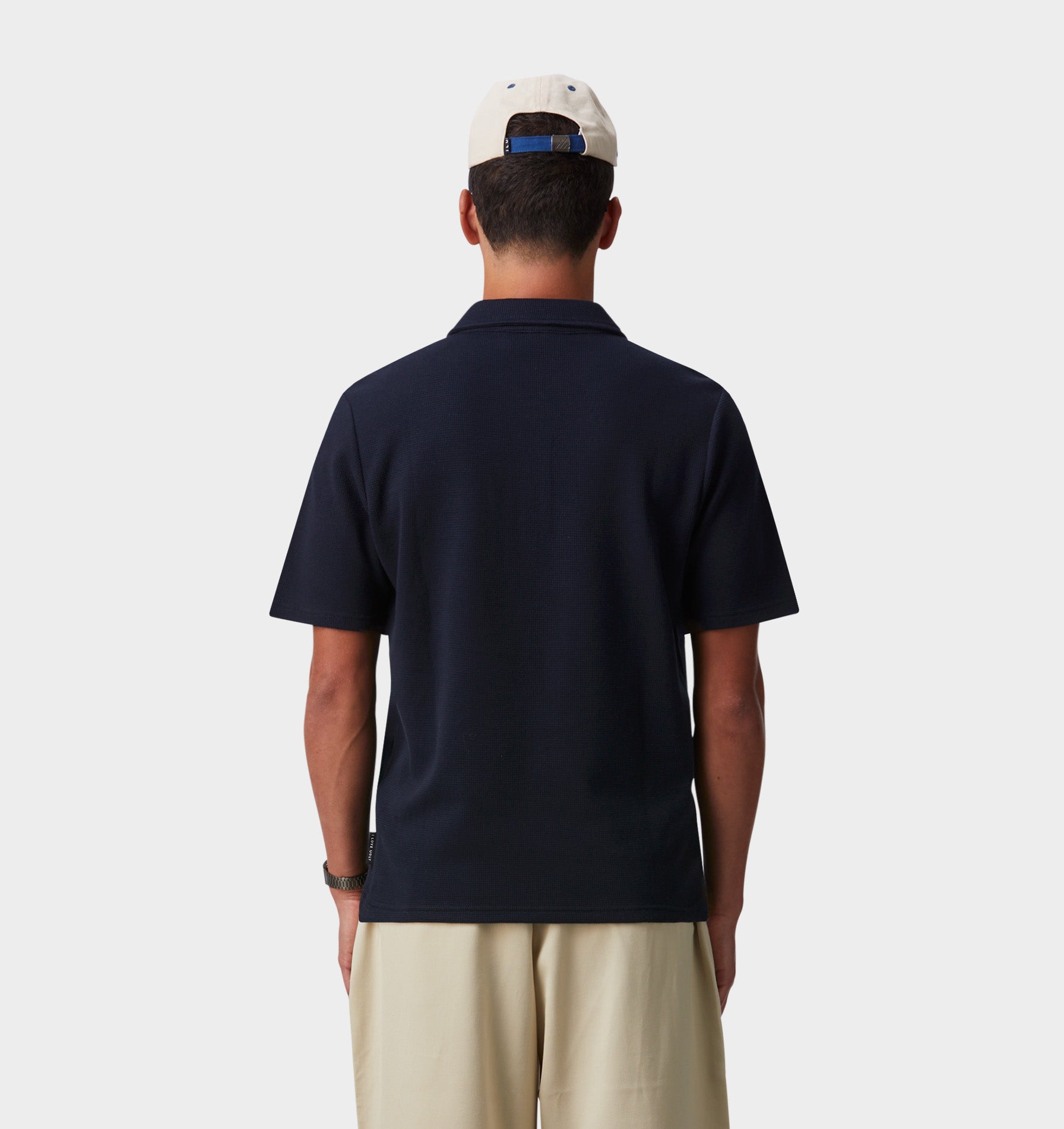 Waffle SS Polo Shirt - Navy