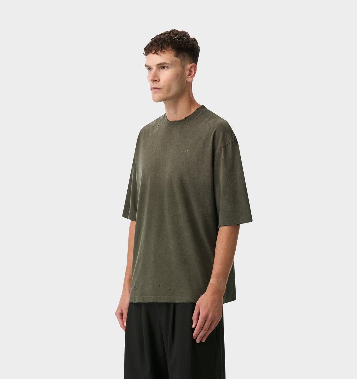 Distressed Oversized Tee - Faded Green