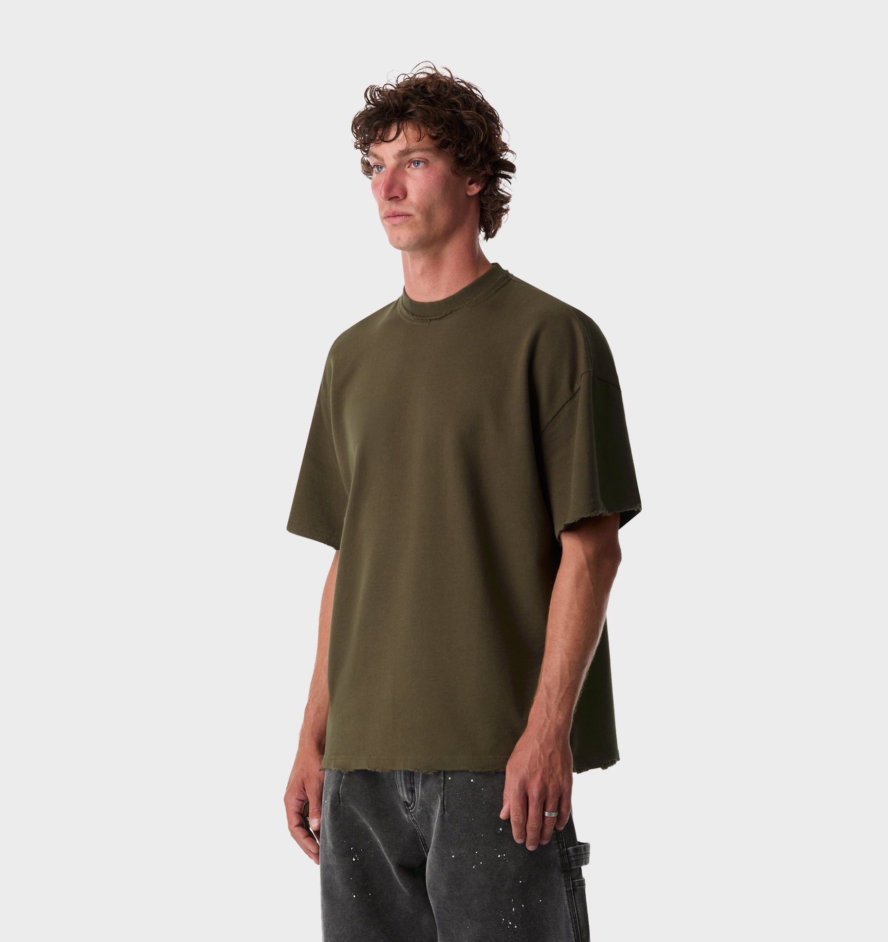Raw Hem Heavy Box Tee 2.0 - Burnt Olive