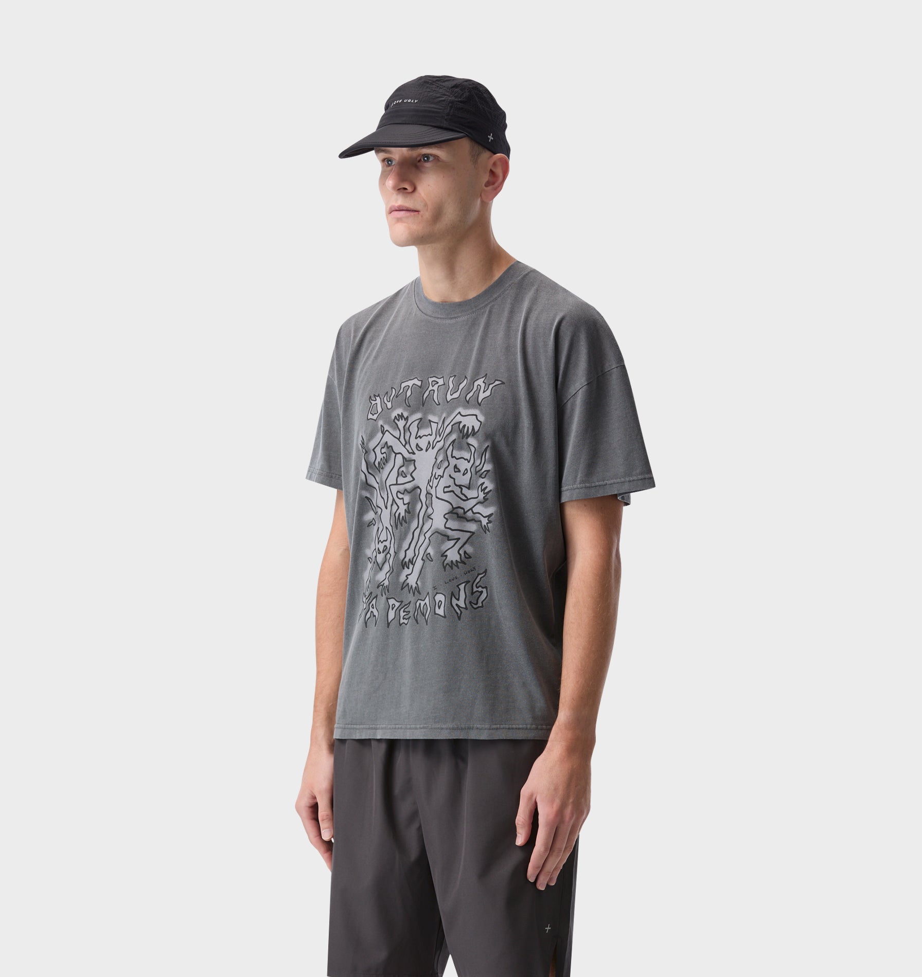Demon Active Crop Tee - Washed Black