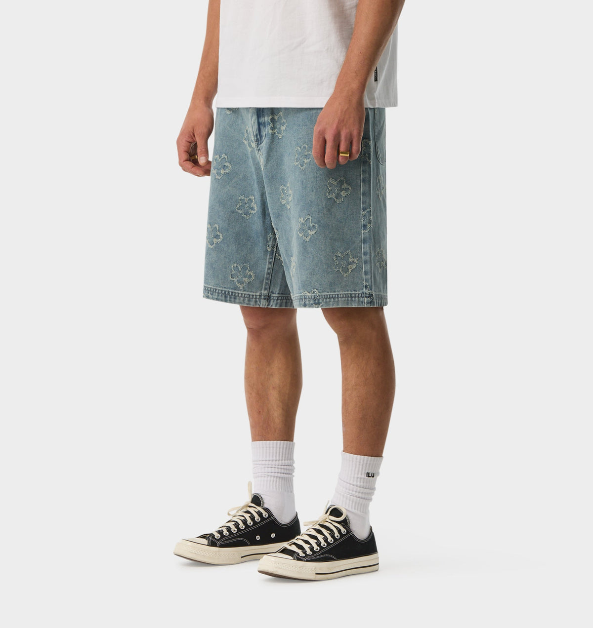 Floral Clean Carpenter Short - Vintage Blue