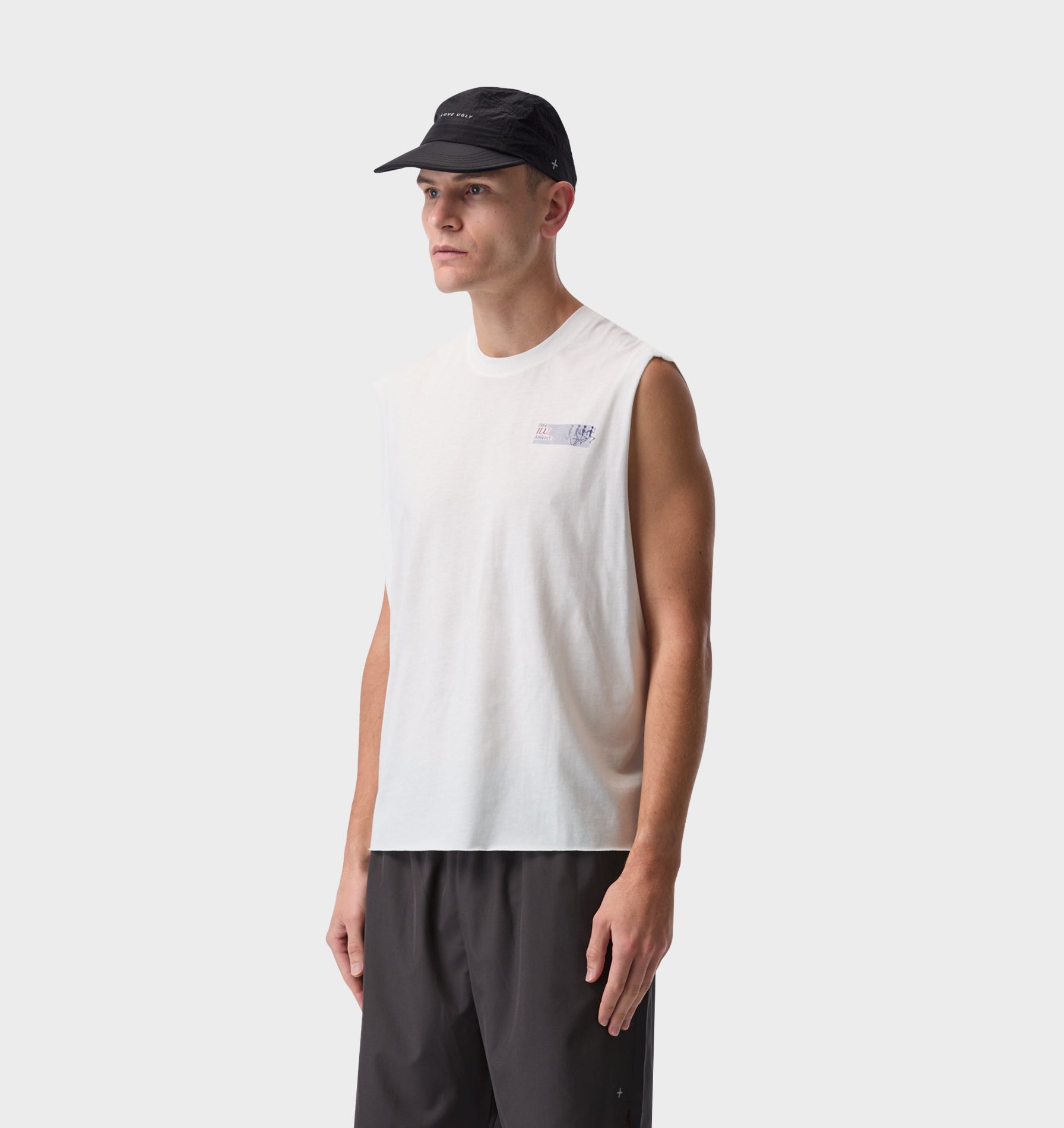 Skeleton Cotton Athletic Crop Tank - Aged White
