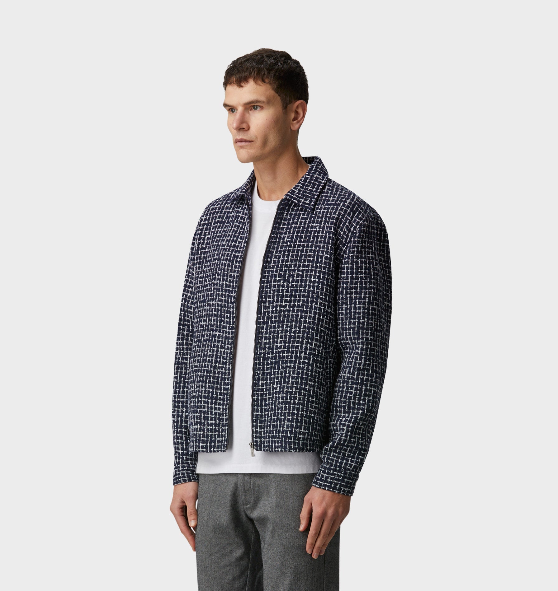 Boucle Poker Jacket - Navy/White Check
