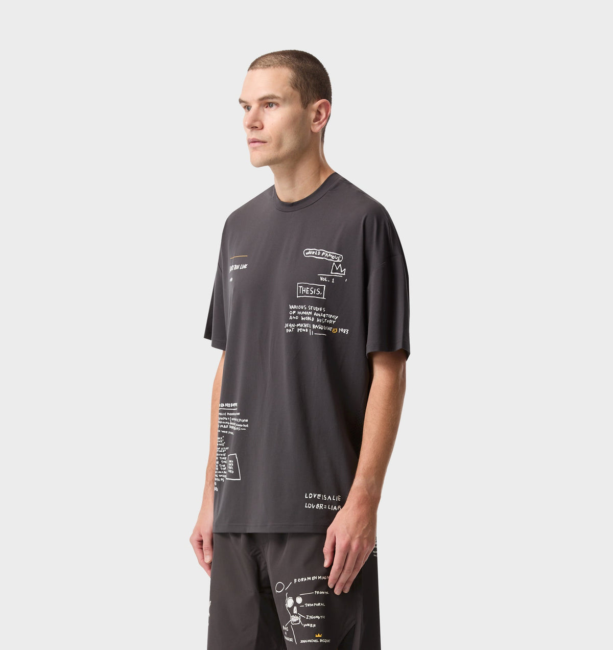 Basquiat Scribble Active Box Tee - Charcoal
