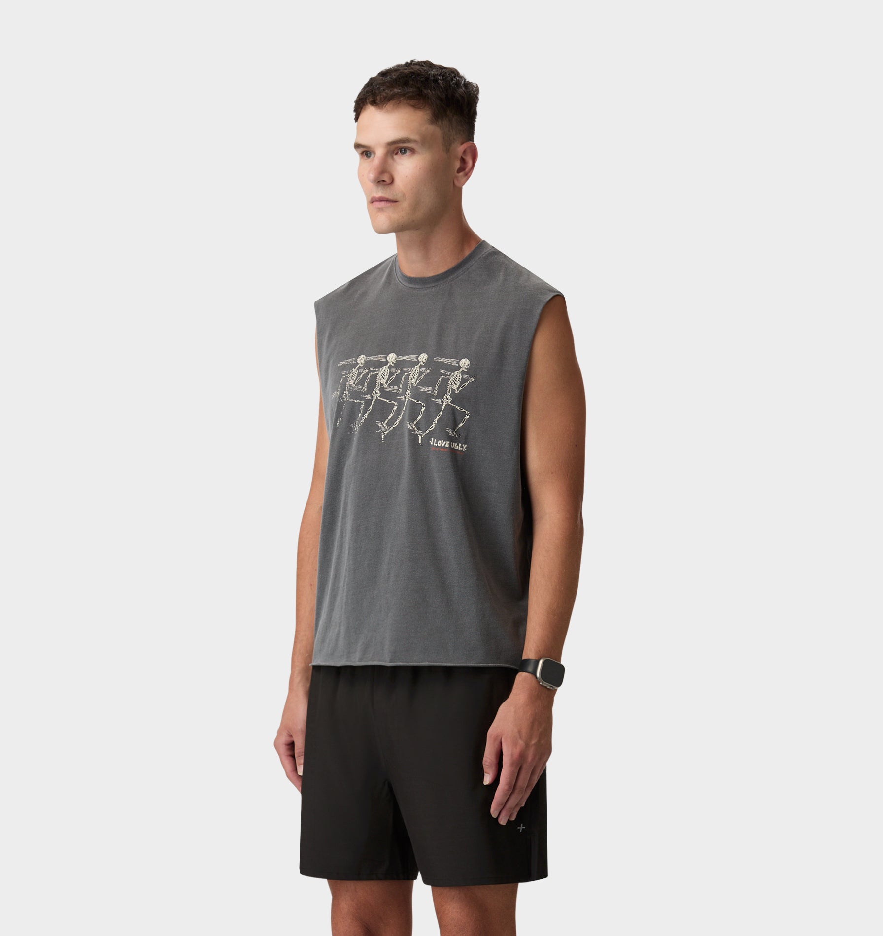 Skeleton Lewi Cropped Tank - Washed Black