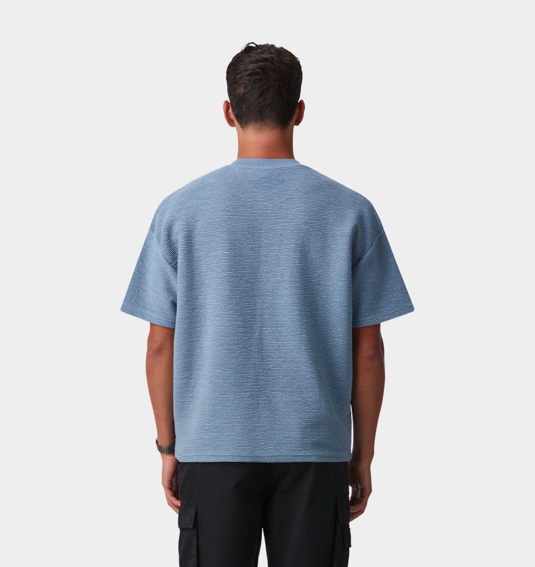 Ridged Lewi Crop Tee - Steel Blue