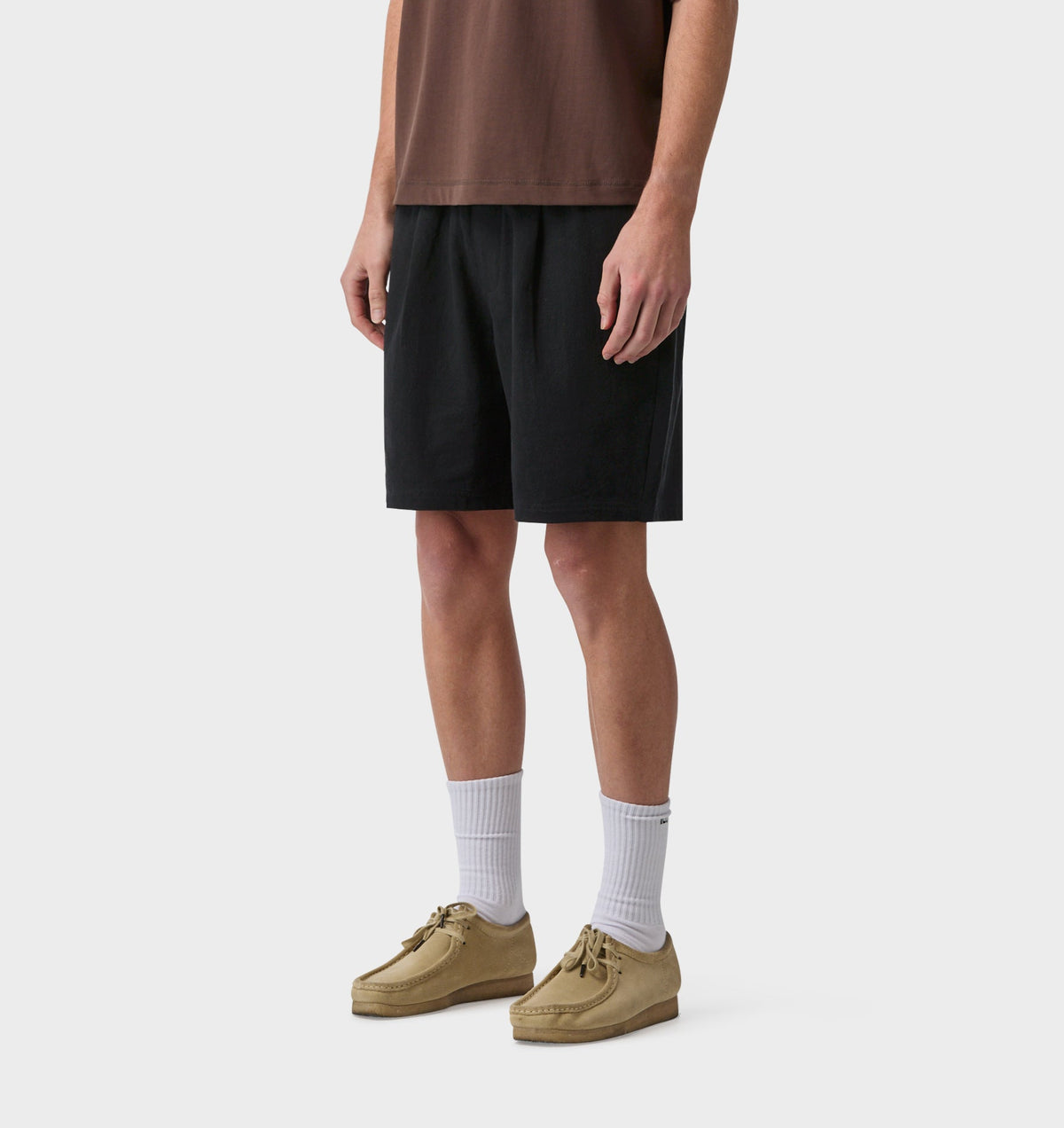 Linen Michael Pleat Short - Black