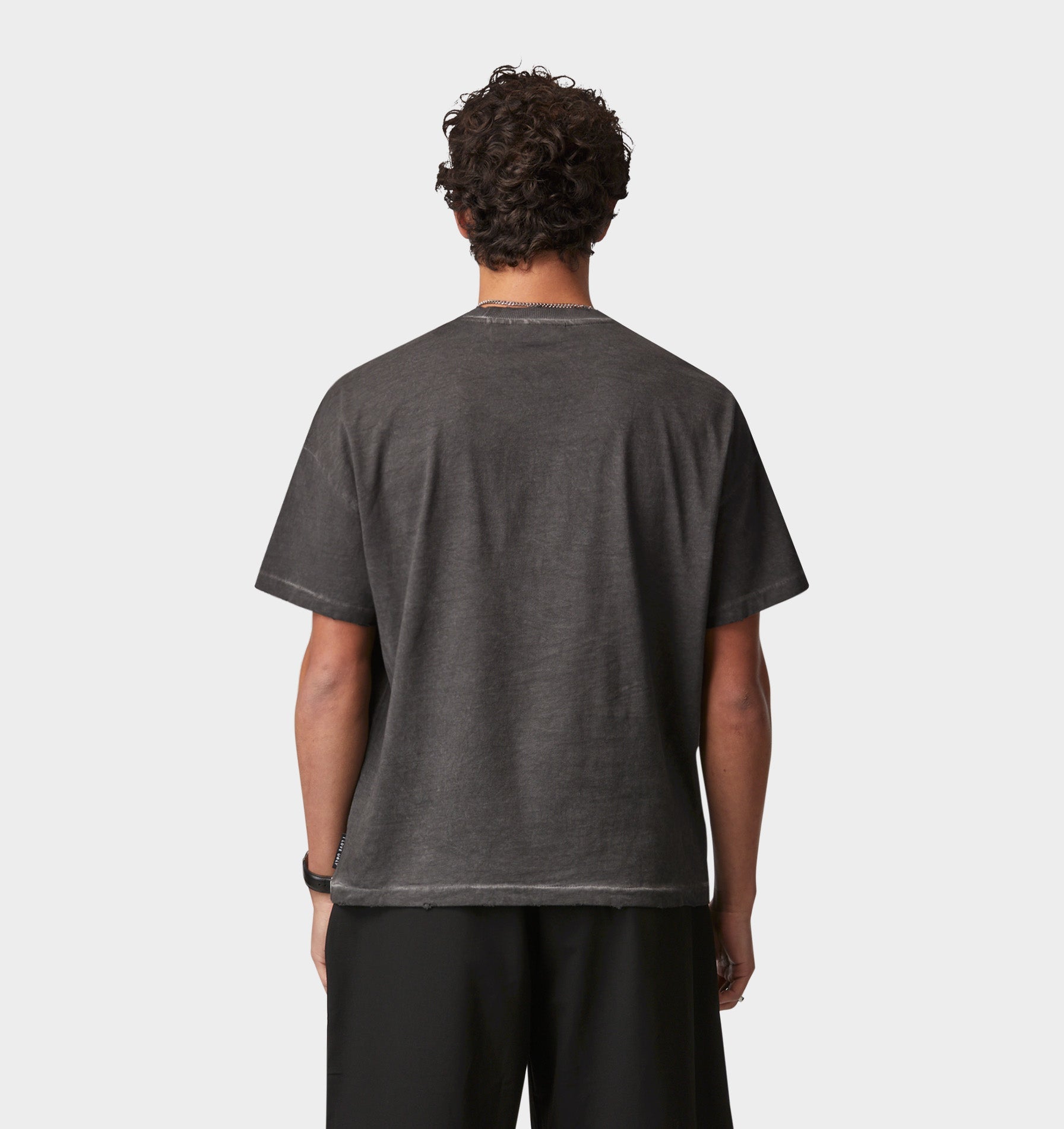 Distressed Lewi Crop Tee - Dirty Black