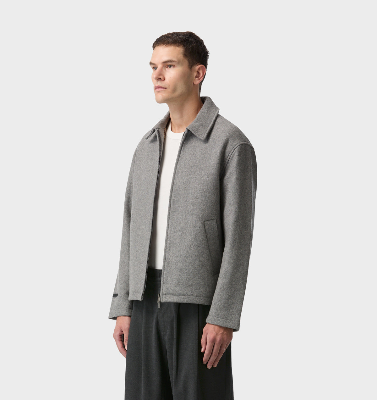 Wool Zip Jacket - Grey Marle