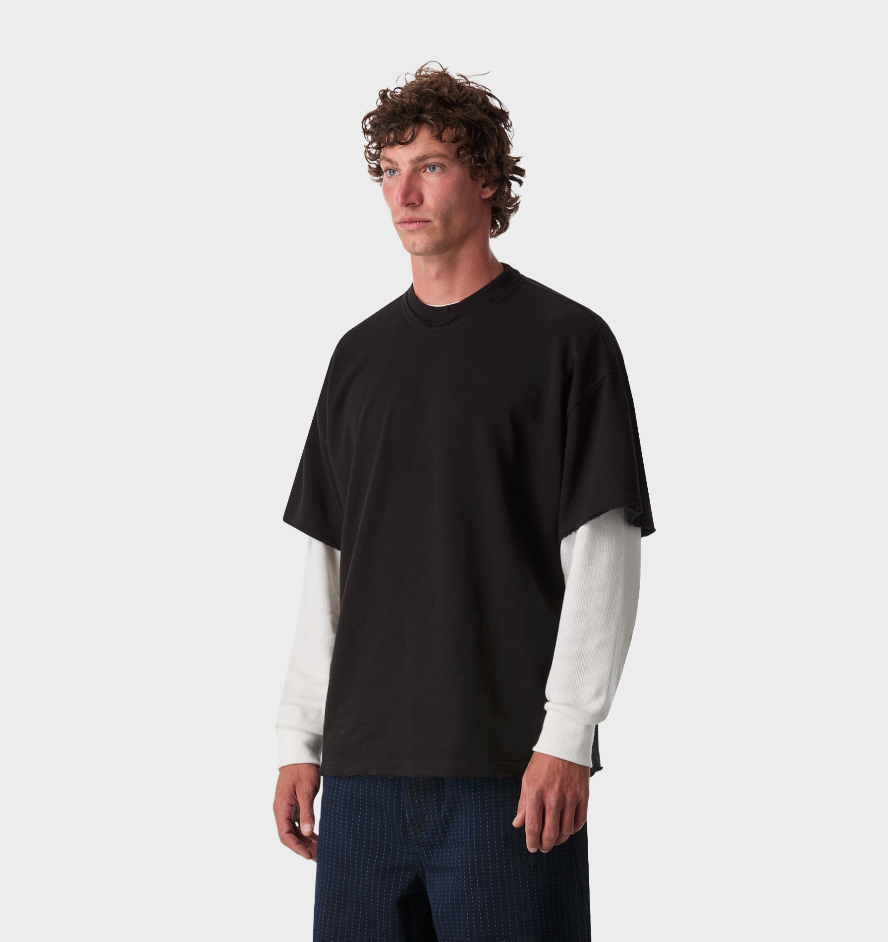 Raw Hem Heavy Box Tee 2.0 - Black