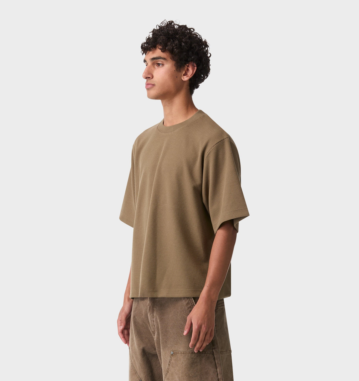 Waffle Box Crop Tee - Haze