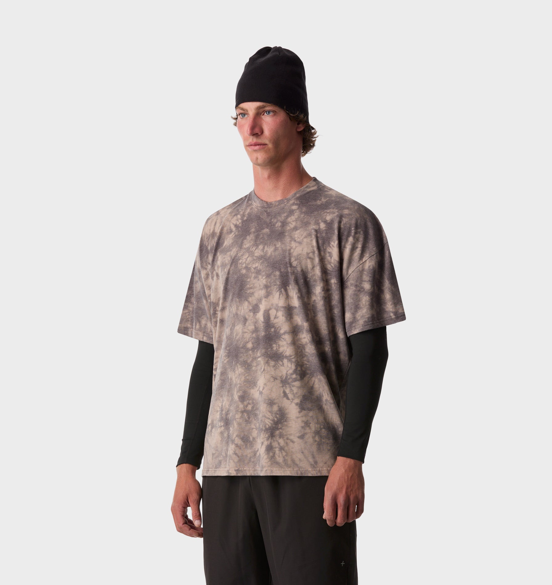 Active Cotton Box Tee - Brown Tie Dye