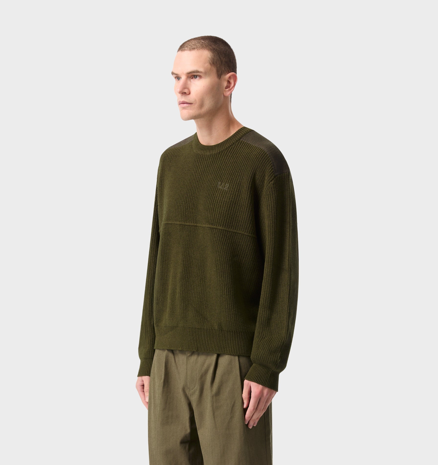 Militia Cropped Knit Sweater - Olive Marle