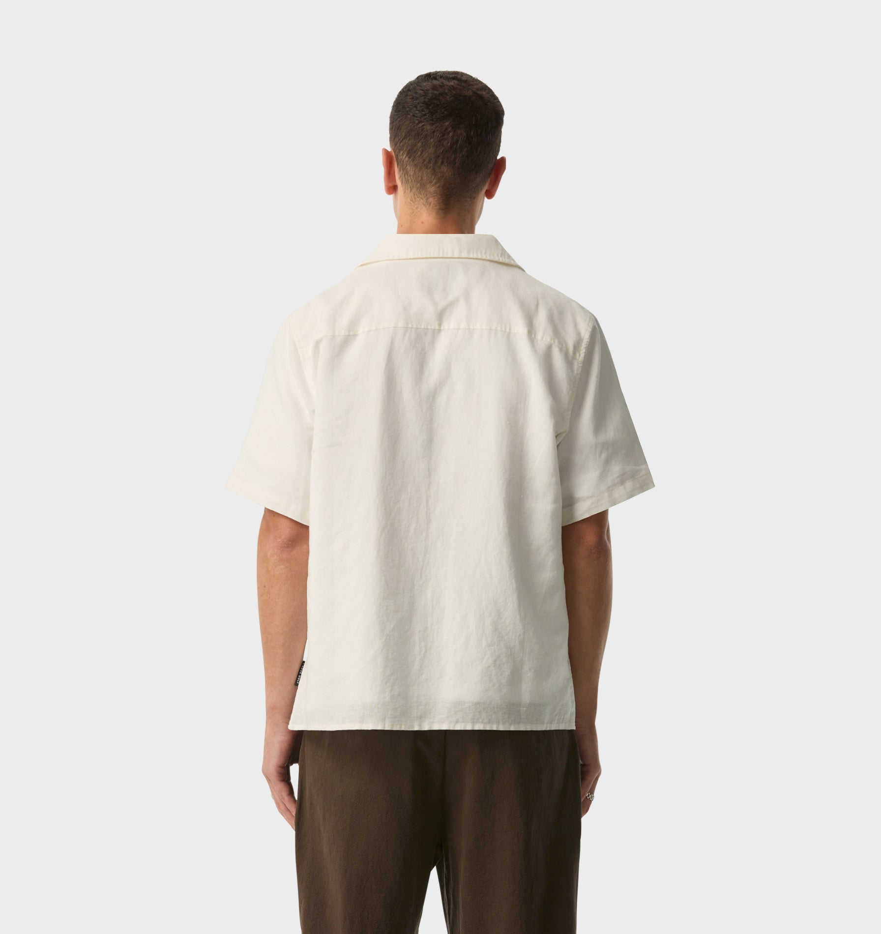 Linen Cuban Collar SS Shirt - White