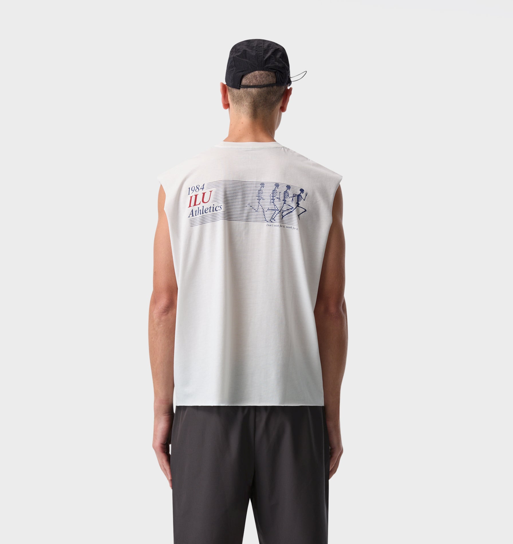 Skeleton Cotton Athletic Crop Tank - Aged White