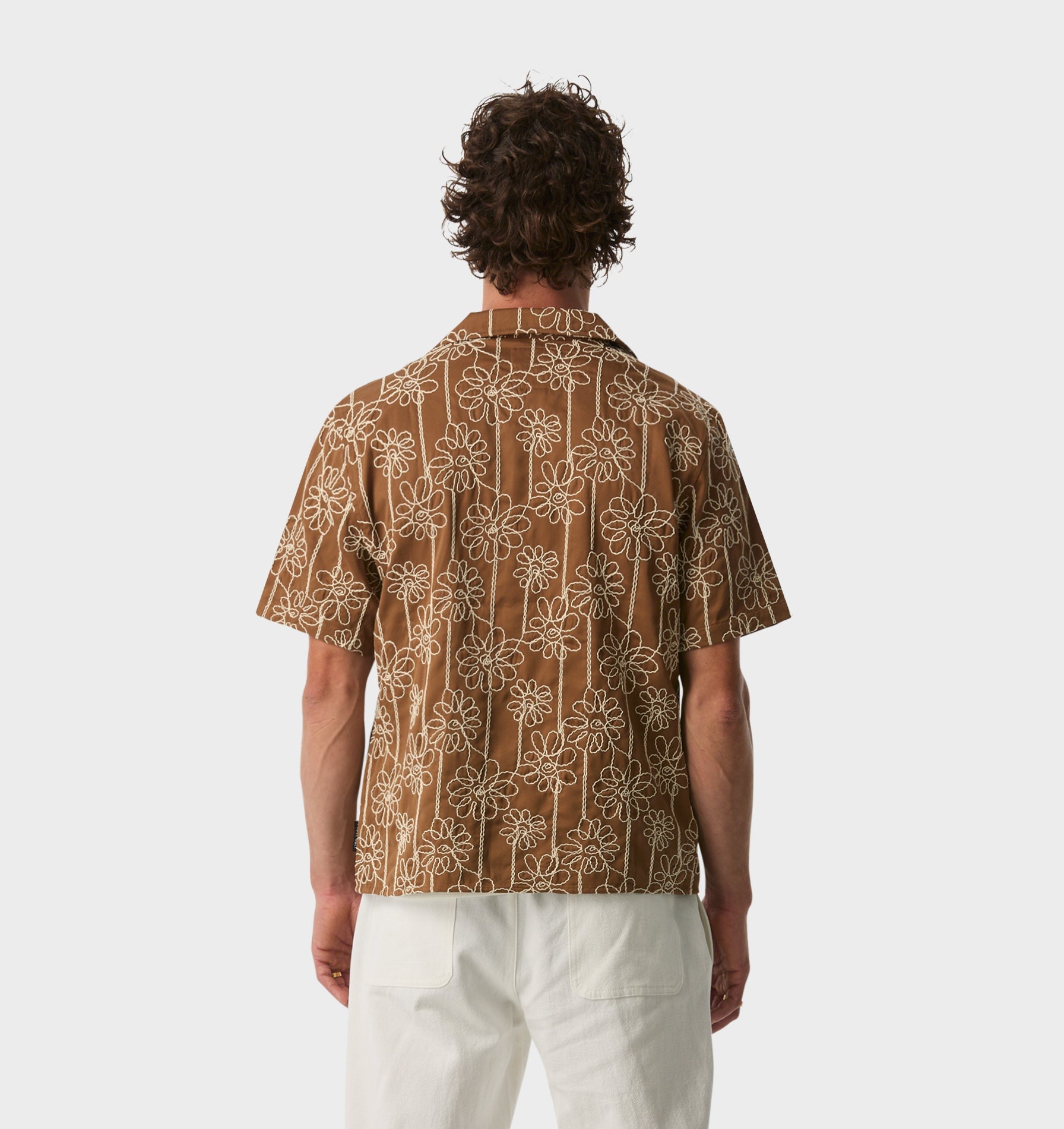 Cuban Collar SS Shirt - Tobacco Floral