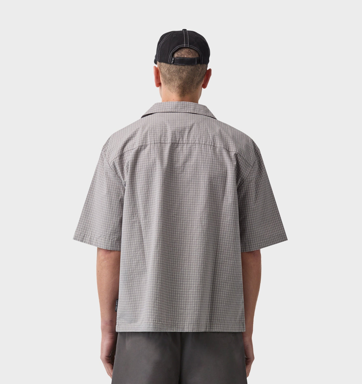 Box Cuban Collar Shirt - Concrete Check