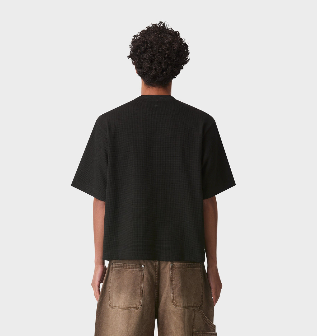 Waffle Box Crop Tee - Black