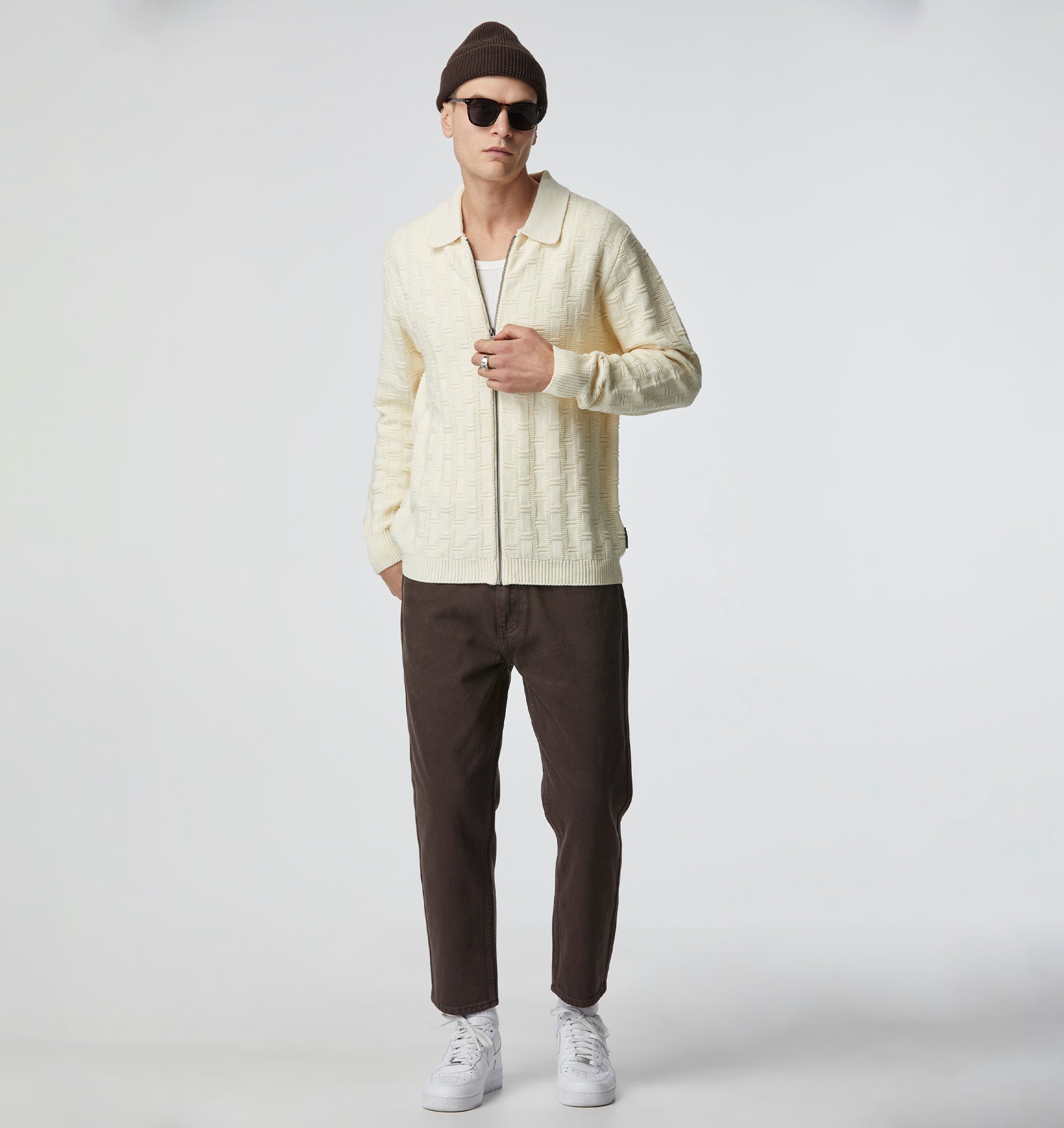 Desmond Zip Cardigan - Off White