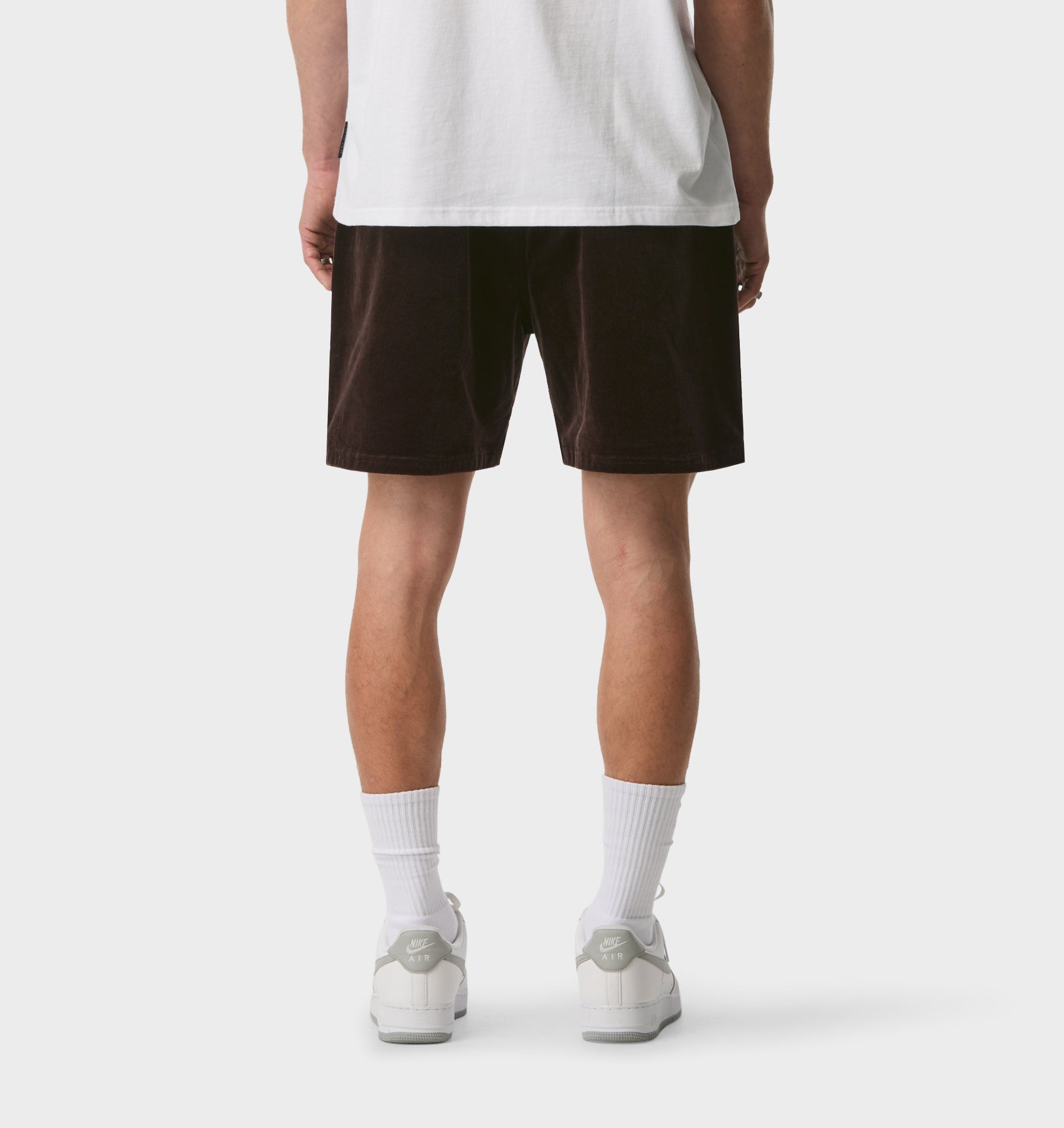 Michael Pleat Cord Short - Espresso