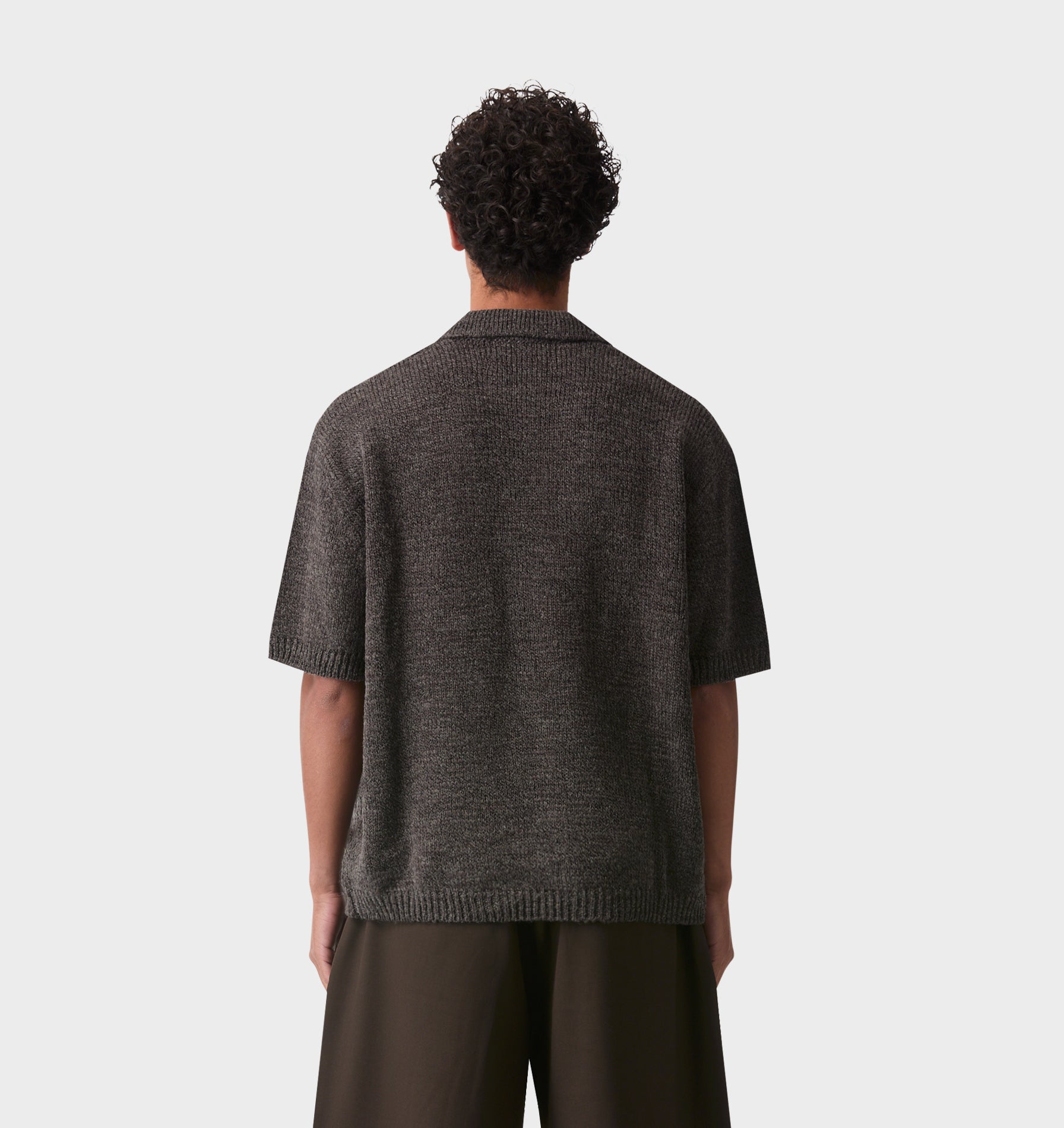 Box Knit Polo - Charcoal