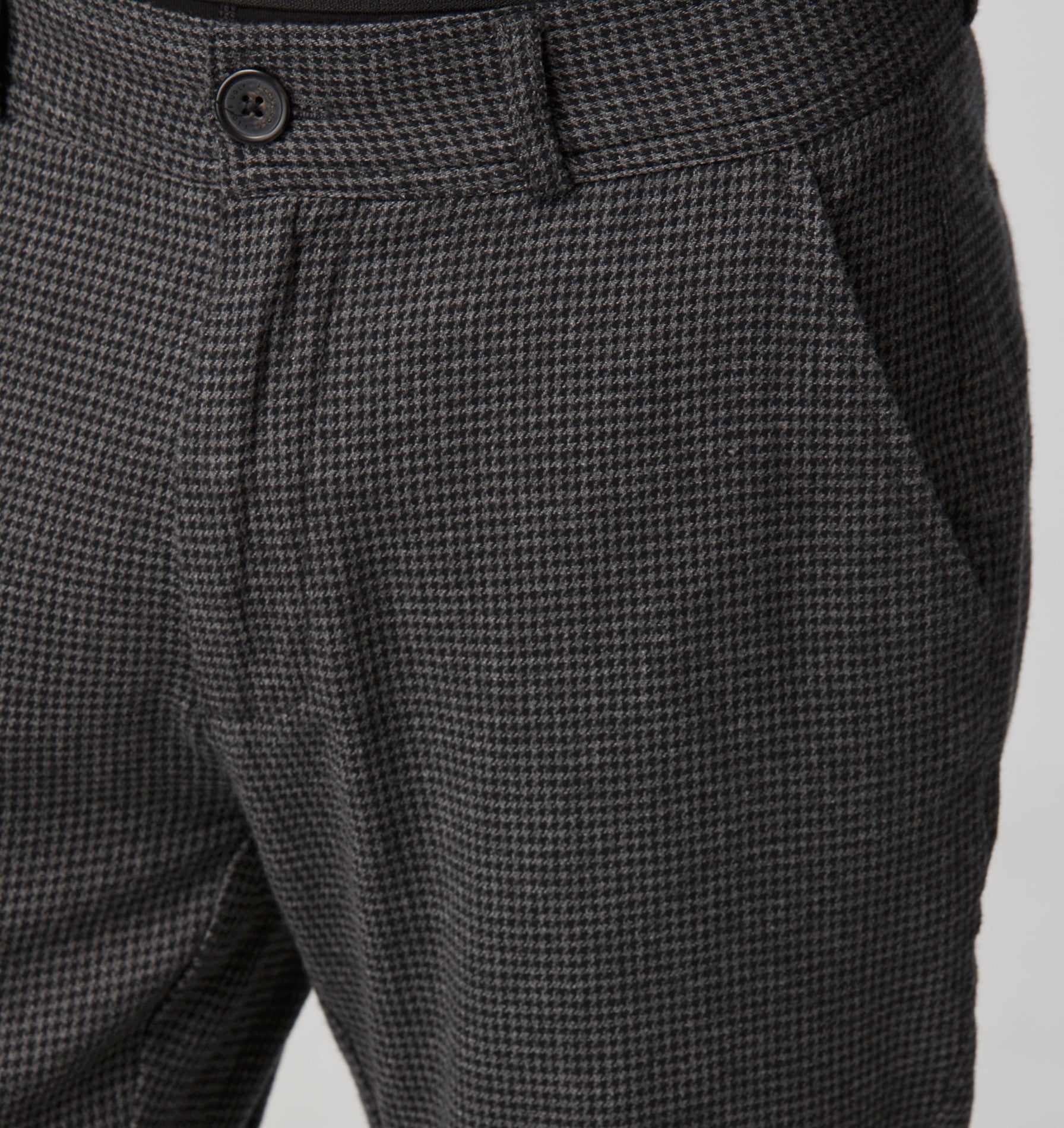 Linen Slim Kobe Pant - Regular -Charcoal Houndstooth