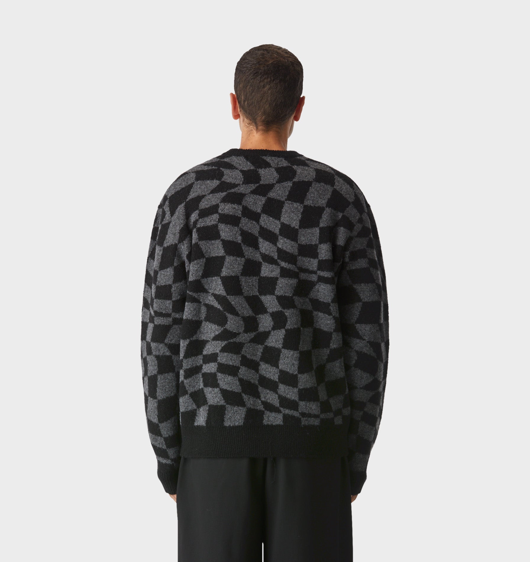 Checker Knit Sweater - Charcoal/Black