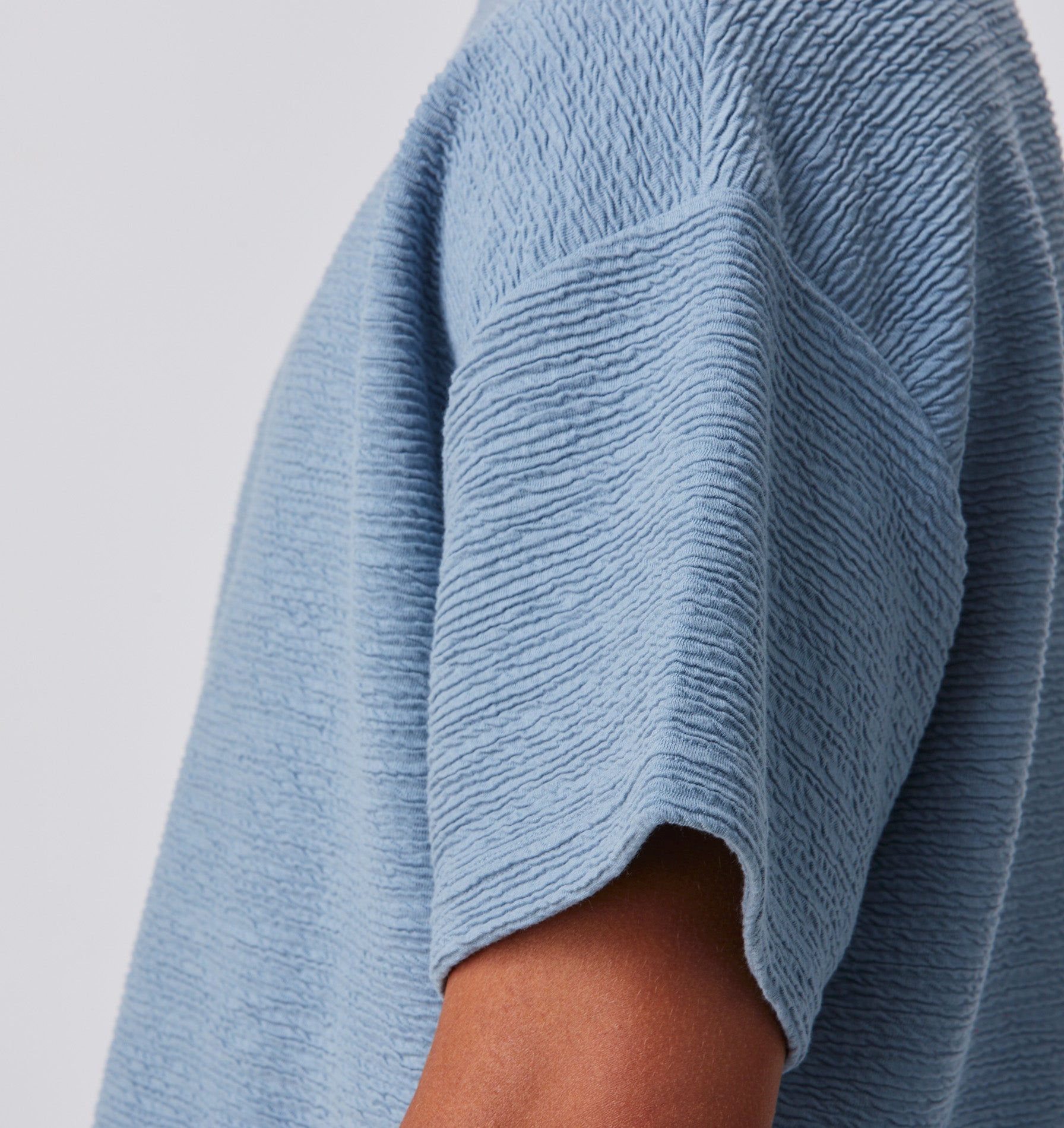 Ridged Lewi Crop Tee - Steel Blue