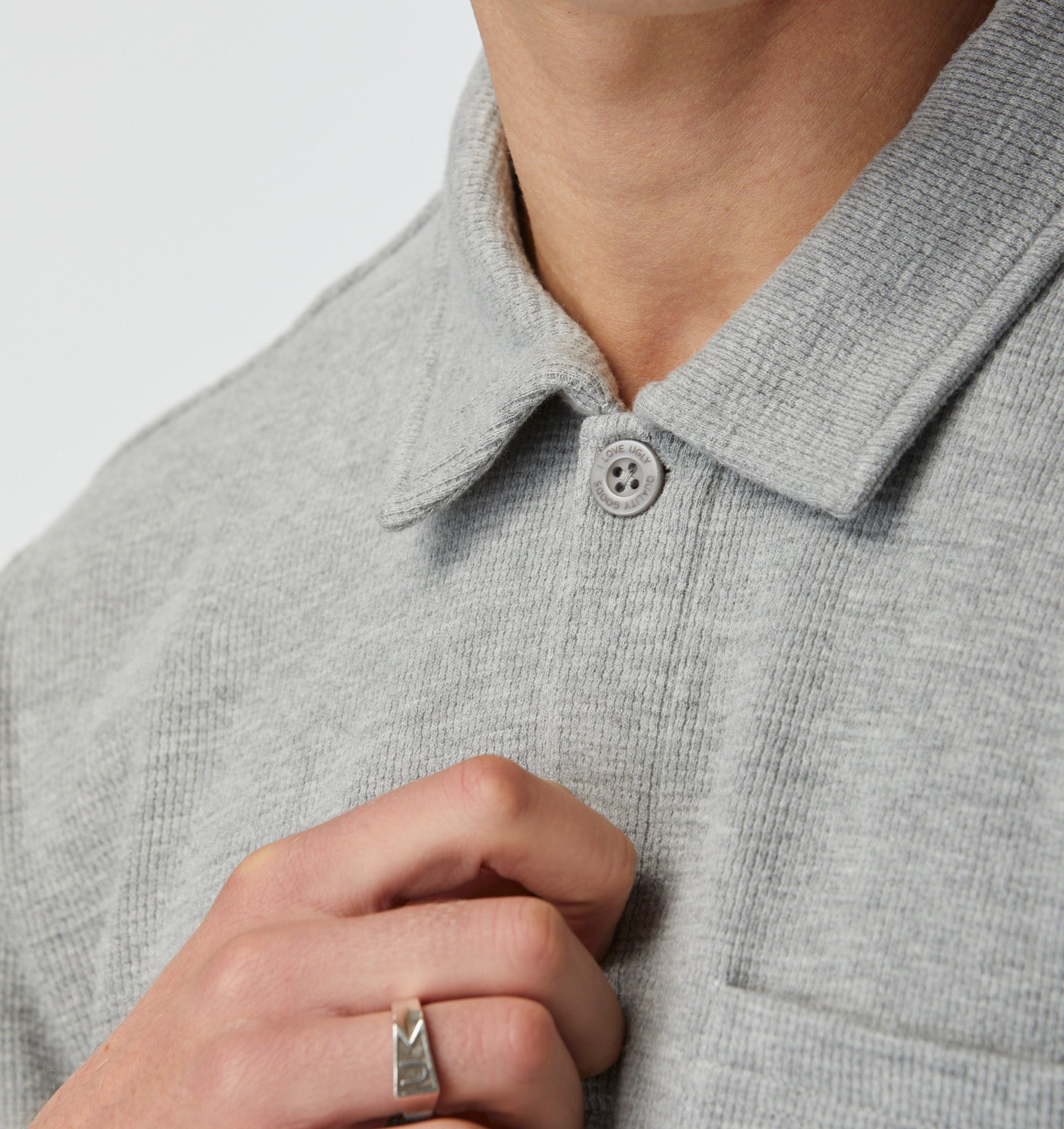 Waffle Polo Shirt - Vintage Grey