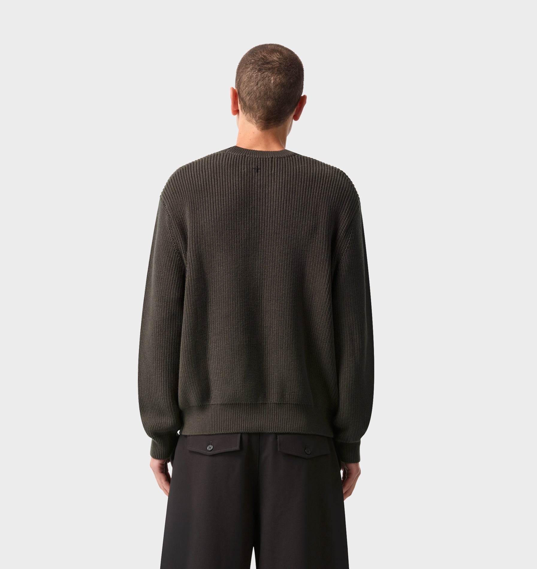 Cropped Knit Sweater - Flint Grey