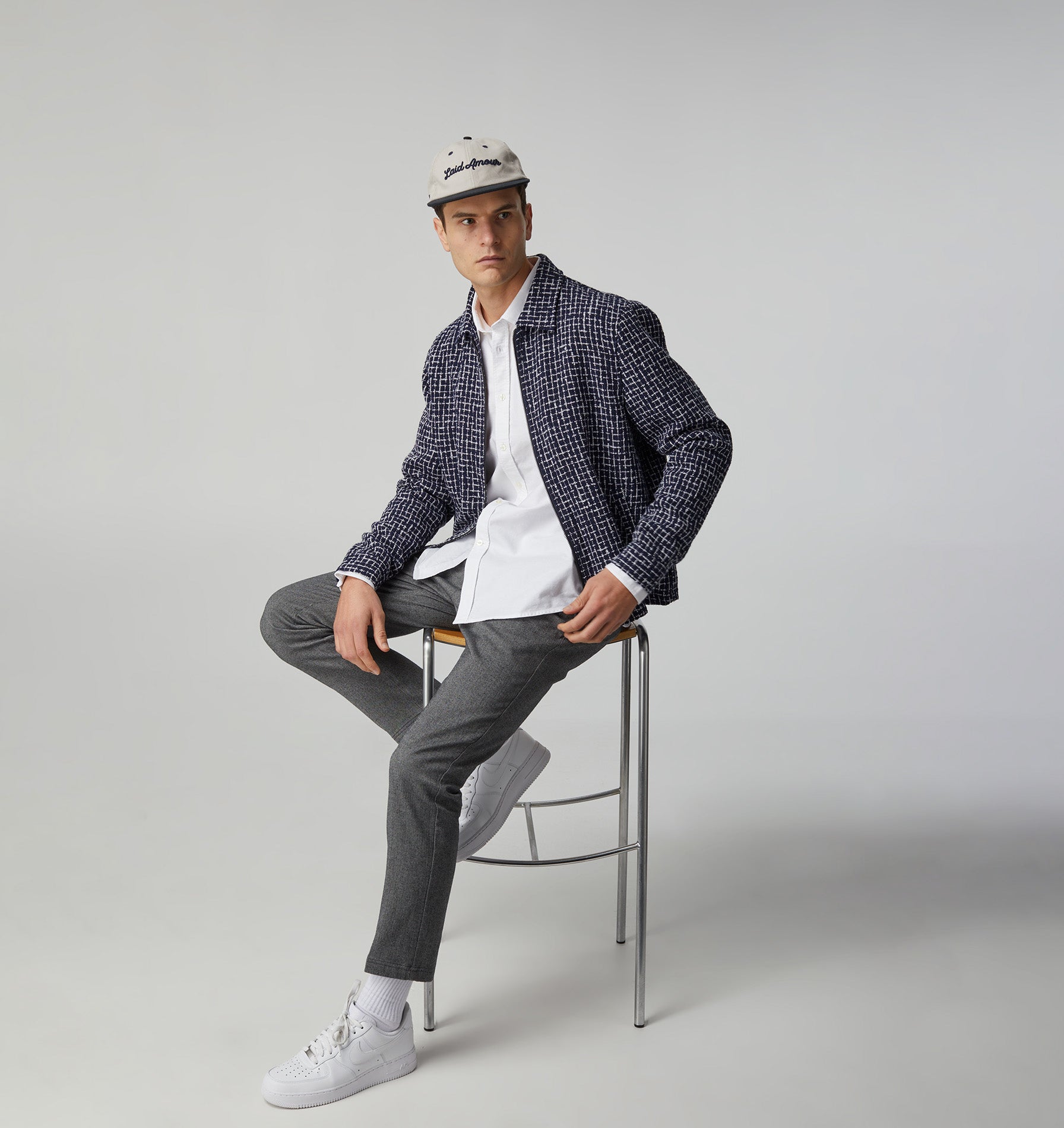 Boucle Poker Jacket - Navy/White Check