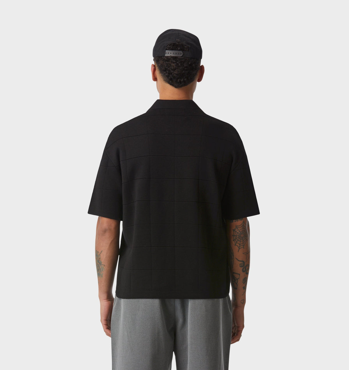 Box Knit Polo - Black