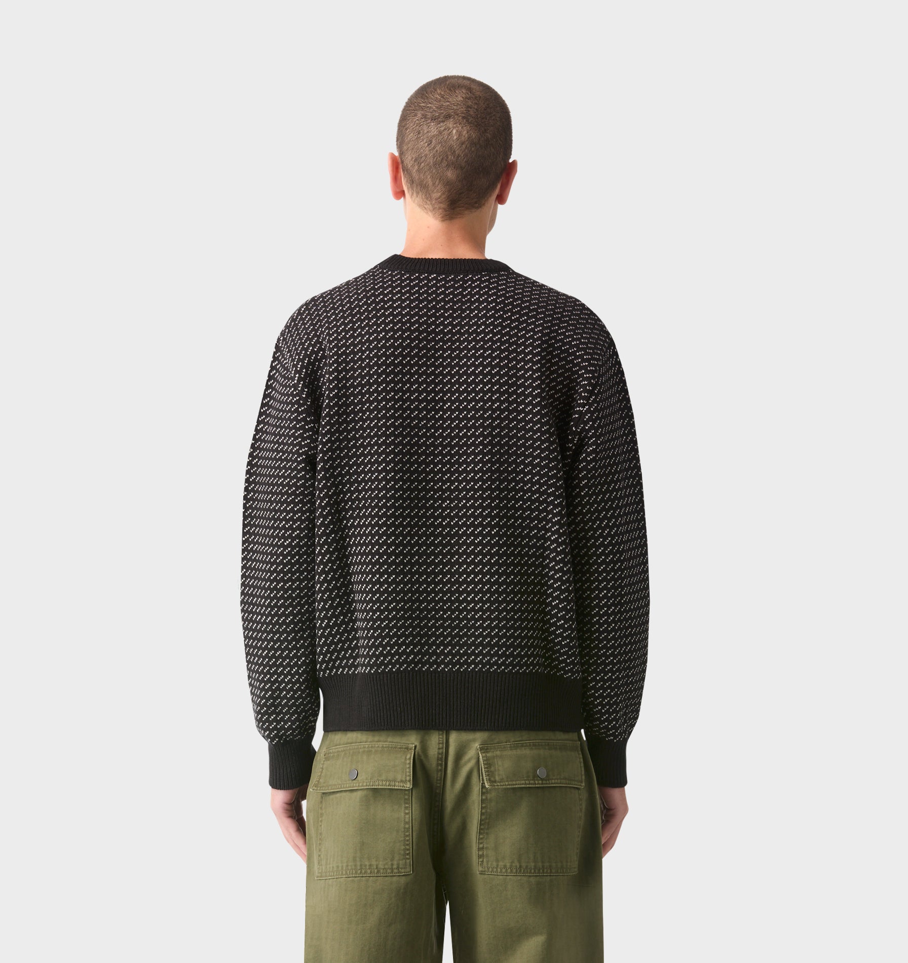 Crop Knit Sweater Textured - Black / Grey