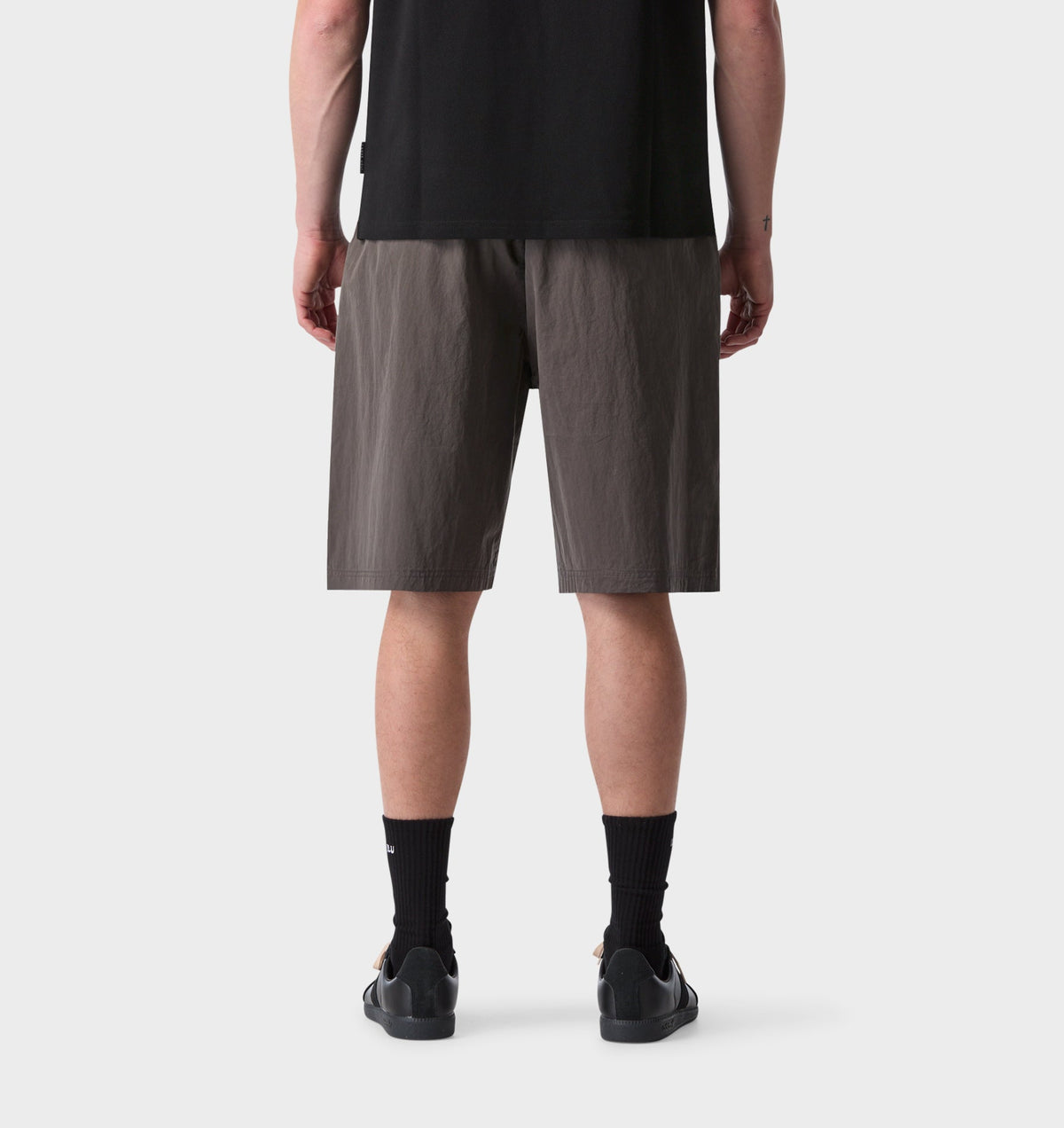Nylon Alby Pleated Short - Charcoal