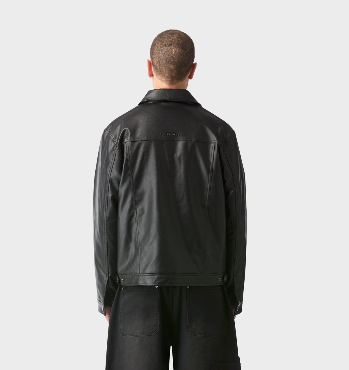 Dayton Faux Leather Jacket- Black