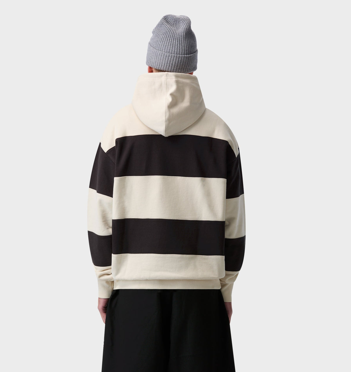 Stripe Box Hood - Off White/ Charcoal