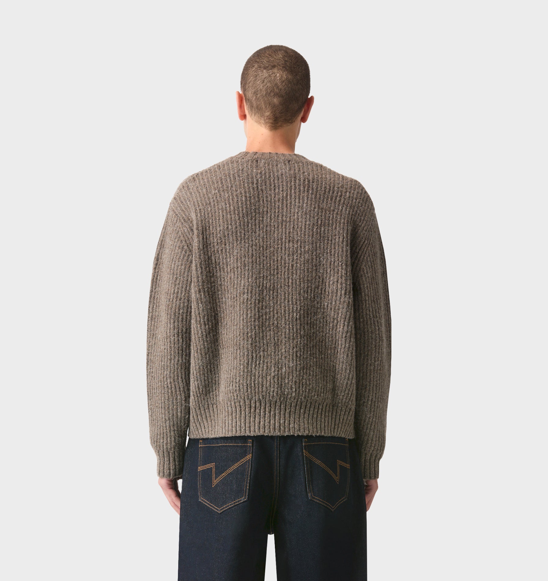Wool Crop Knit Sweater - Mushroom