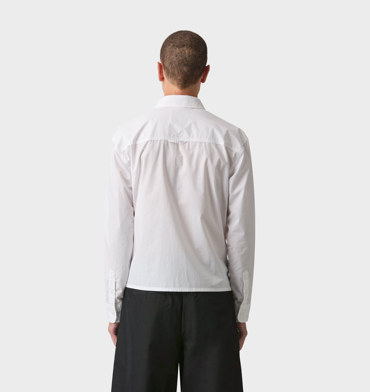Crop LS Shirt - White Poplin