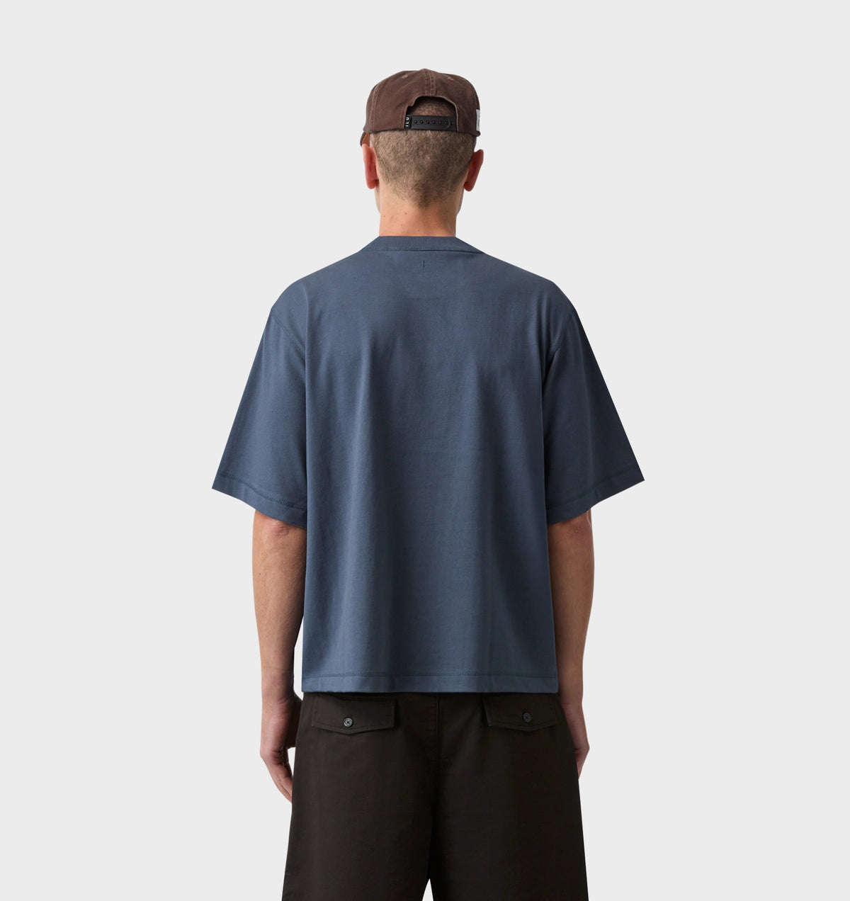 Letter Mono Crop Box Tee - Marine Blue