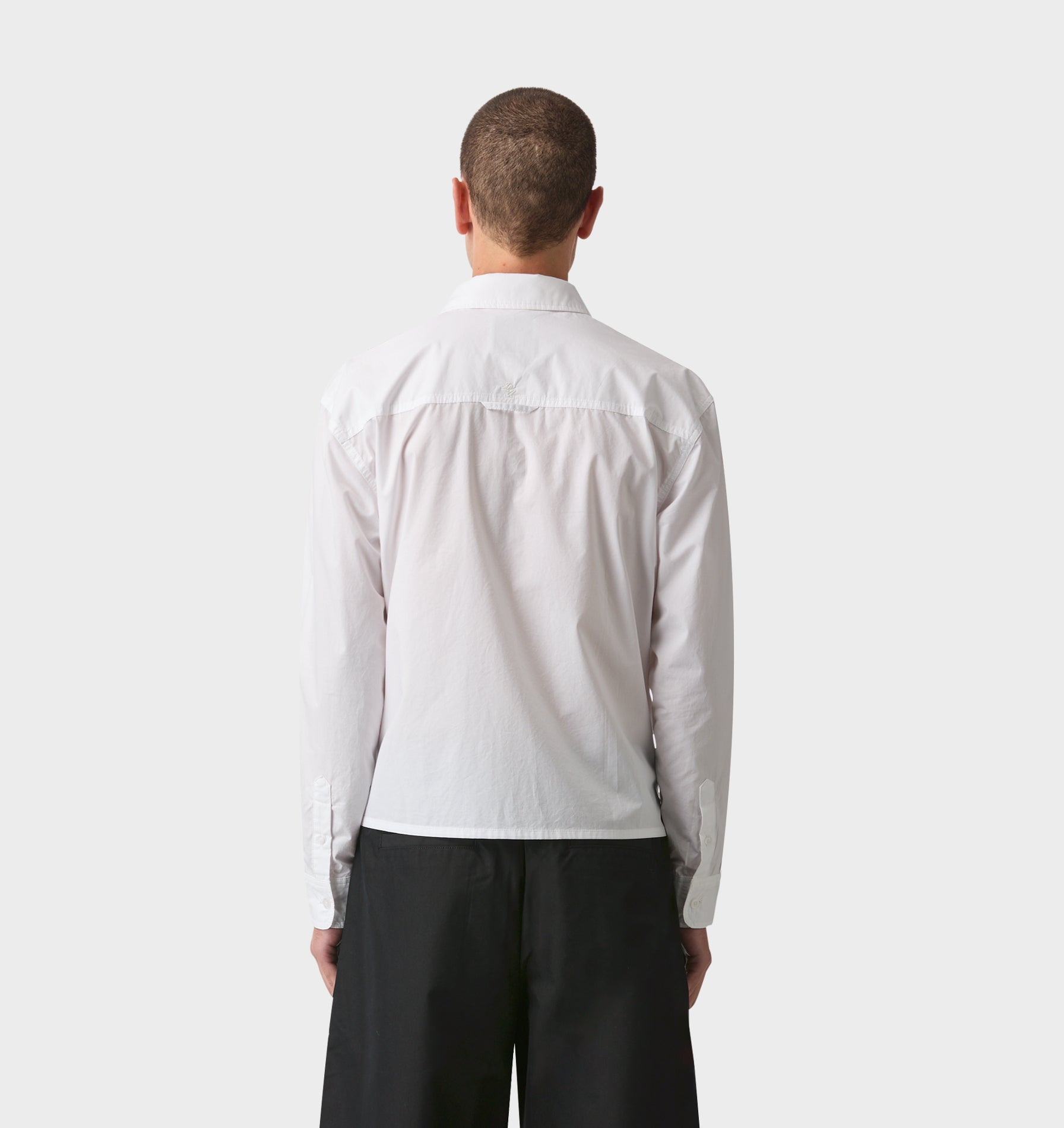 Crop LS Shirt - White Poplin