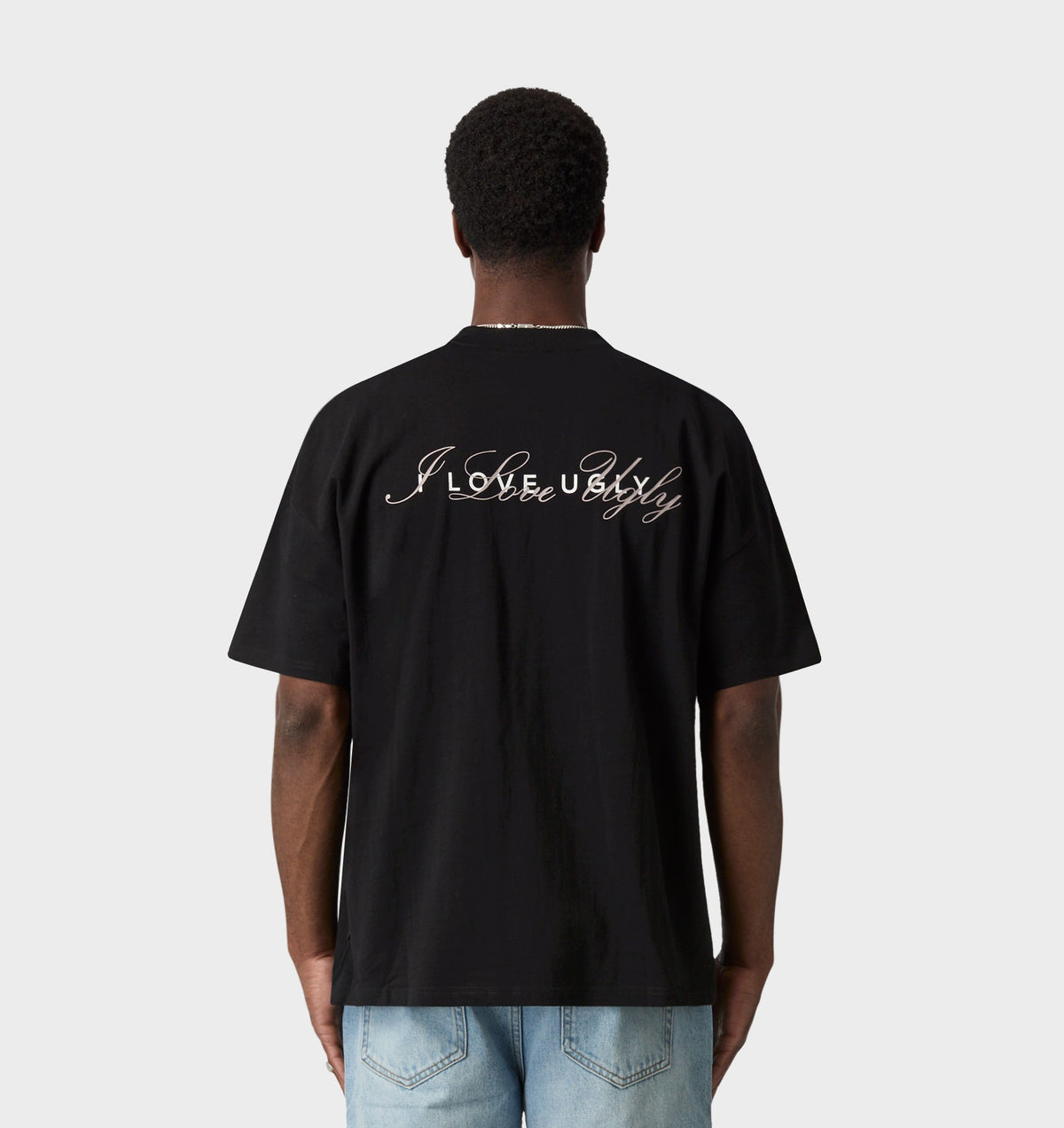 Cursive Box Tee 2.0 - Black | I Love Ugly AU