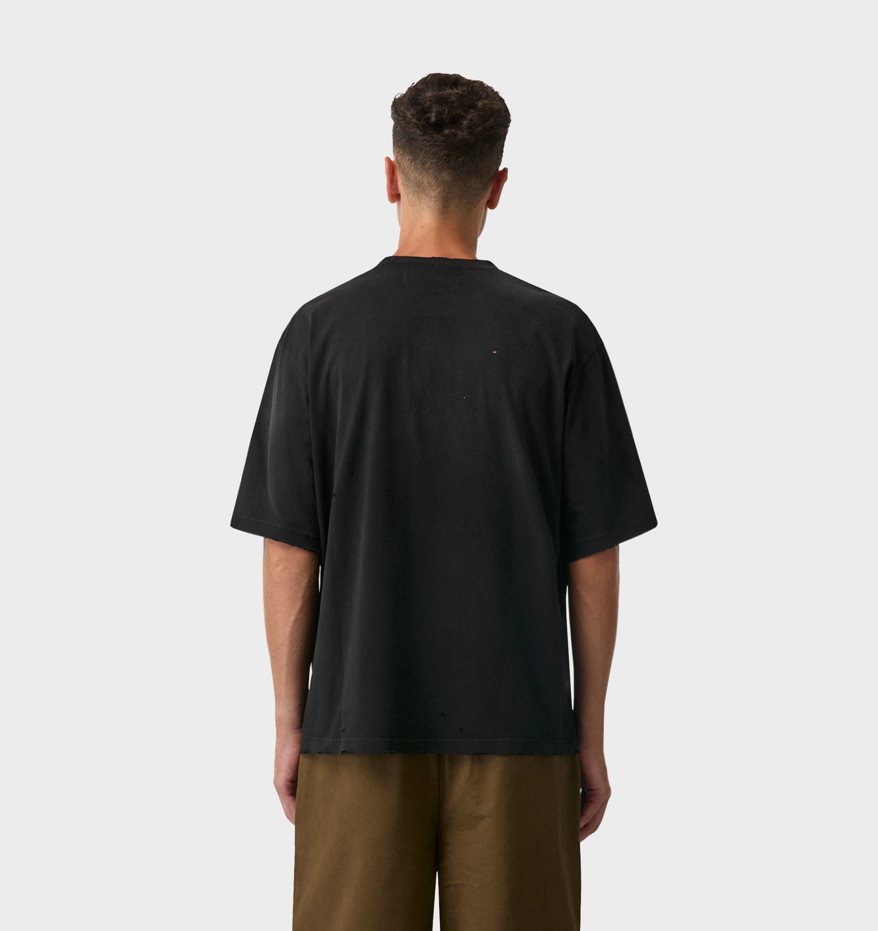 Distressed Oversized Tee - Faded Black