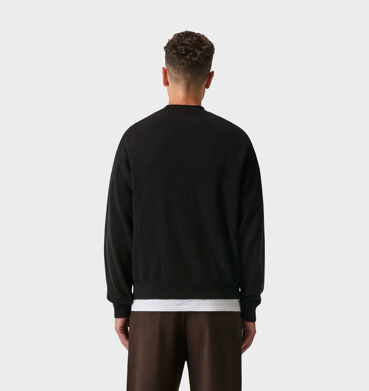 Rolled Neck Knit Sweater - Black