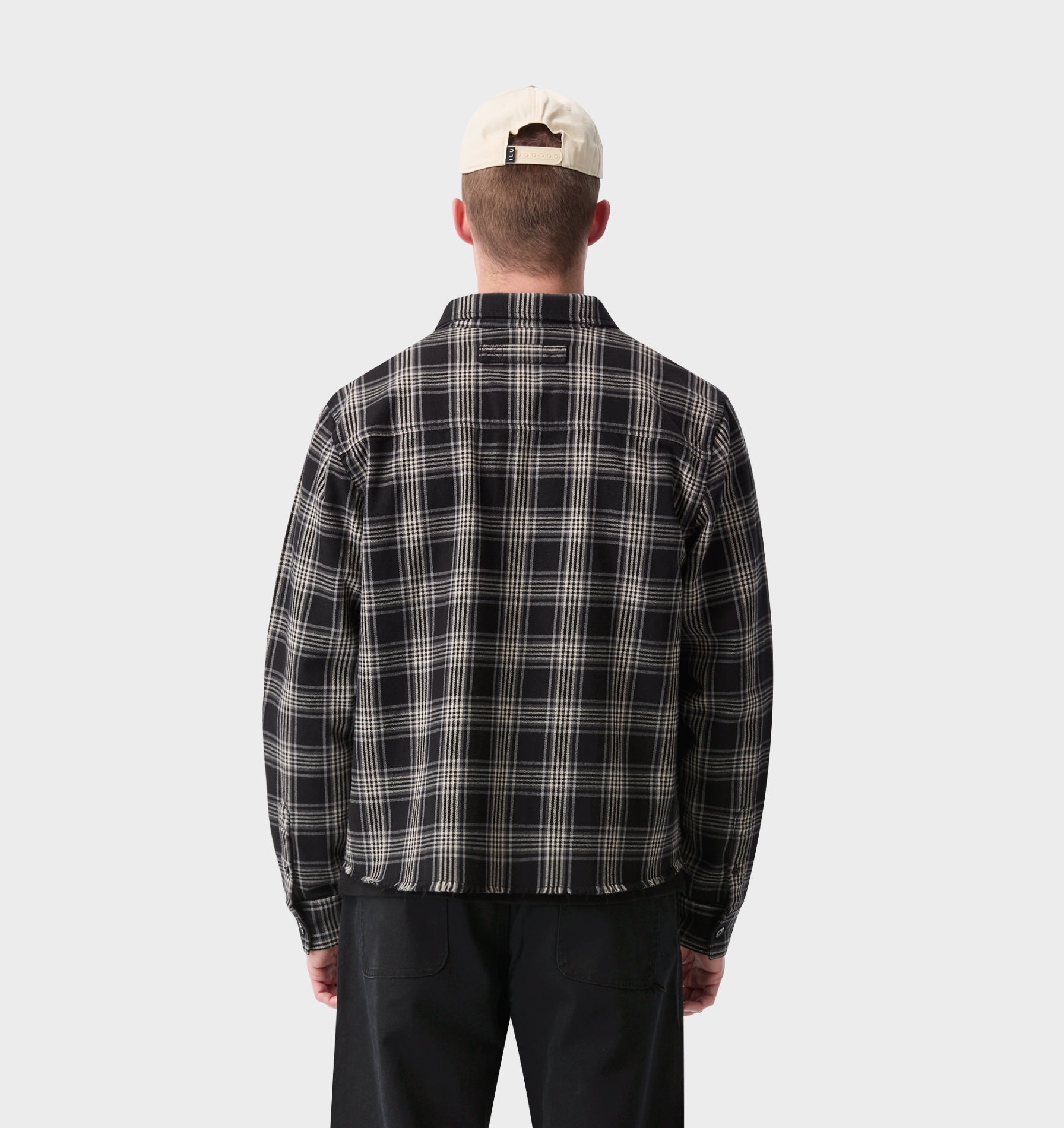 Raw Hem Check Overshirt - Black/Grey