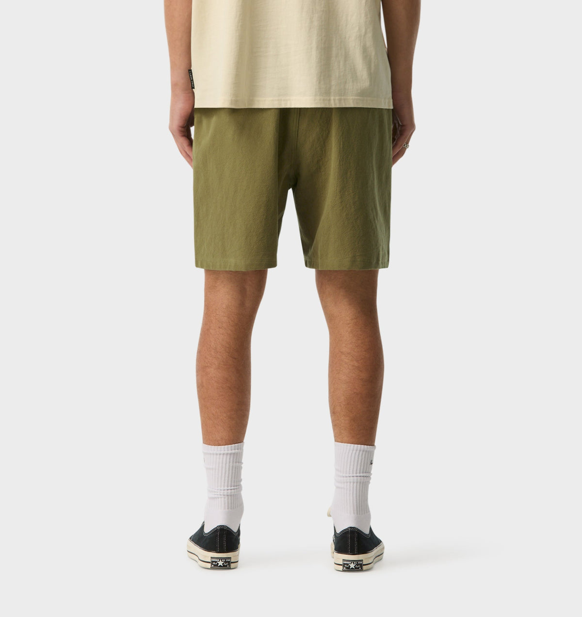 Linen Michael Pleat Short - Dusty Green