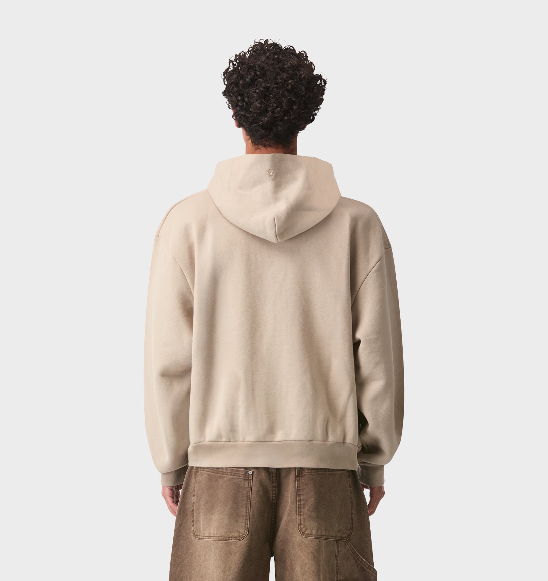 Heavy Crop Zip Hood - Taupe
